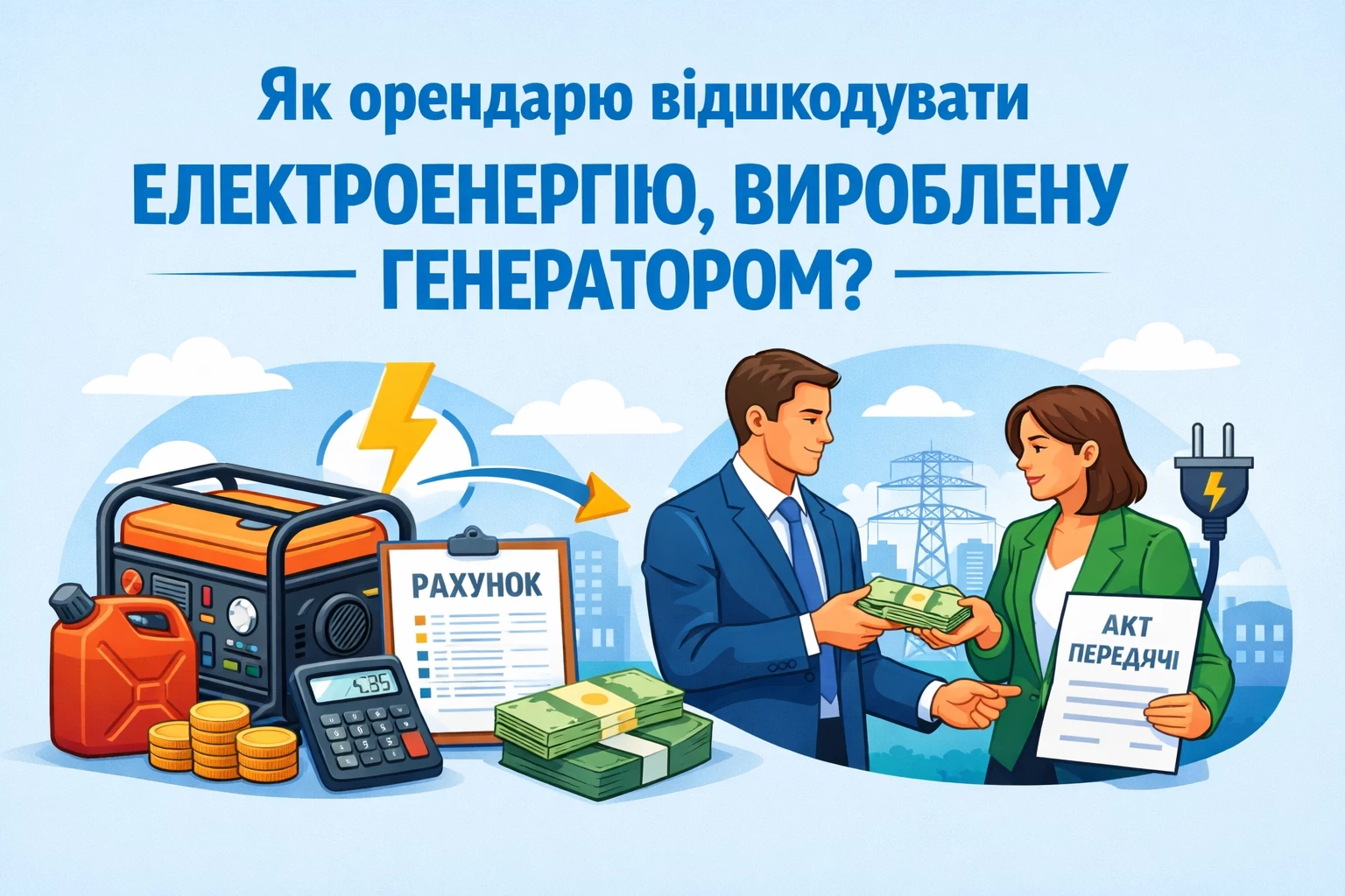 Як орендарю відшкодувати електроенергію, вироблену генератором?