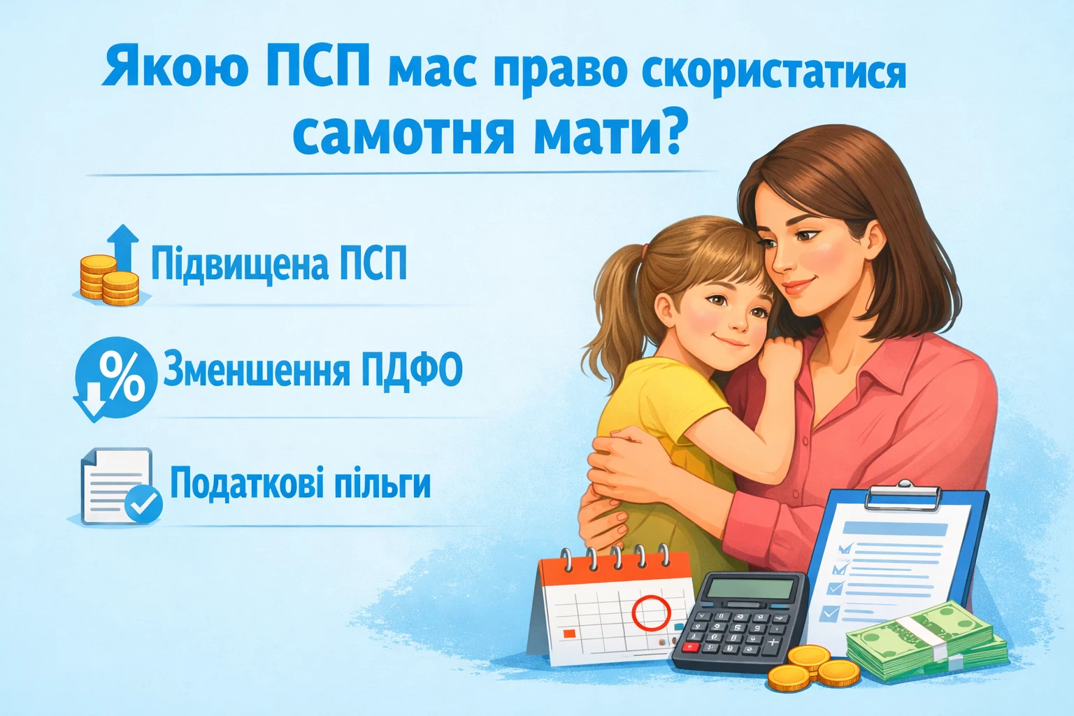 Якою ПСП має право скористатися самотня мати?