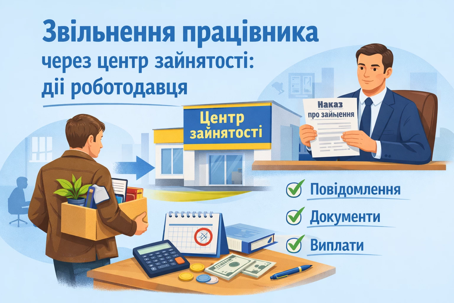 Звільнення працівника через центр зайнятості: дії роботодавця