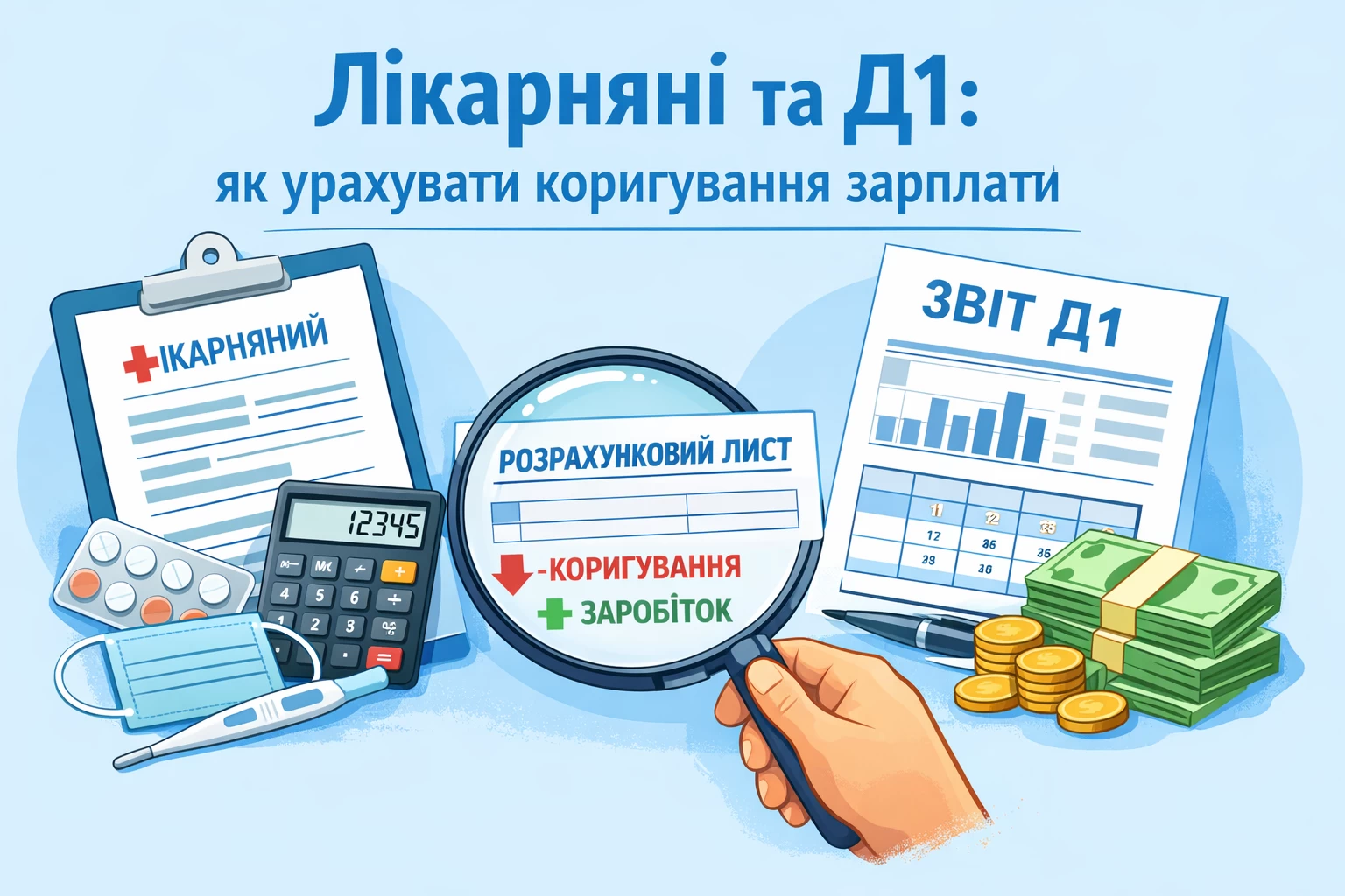 Лікарняні та Д1: як урахувати коригування зарплати