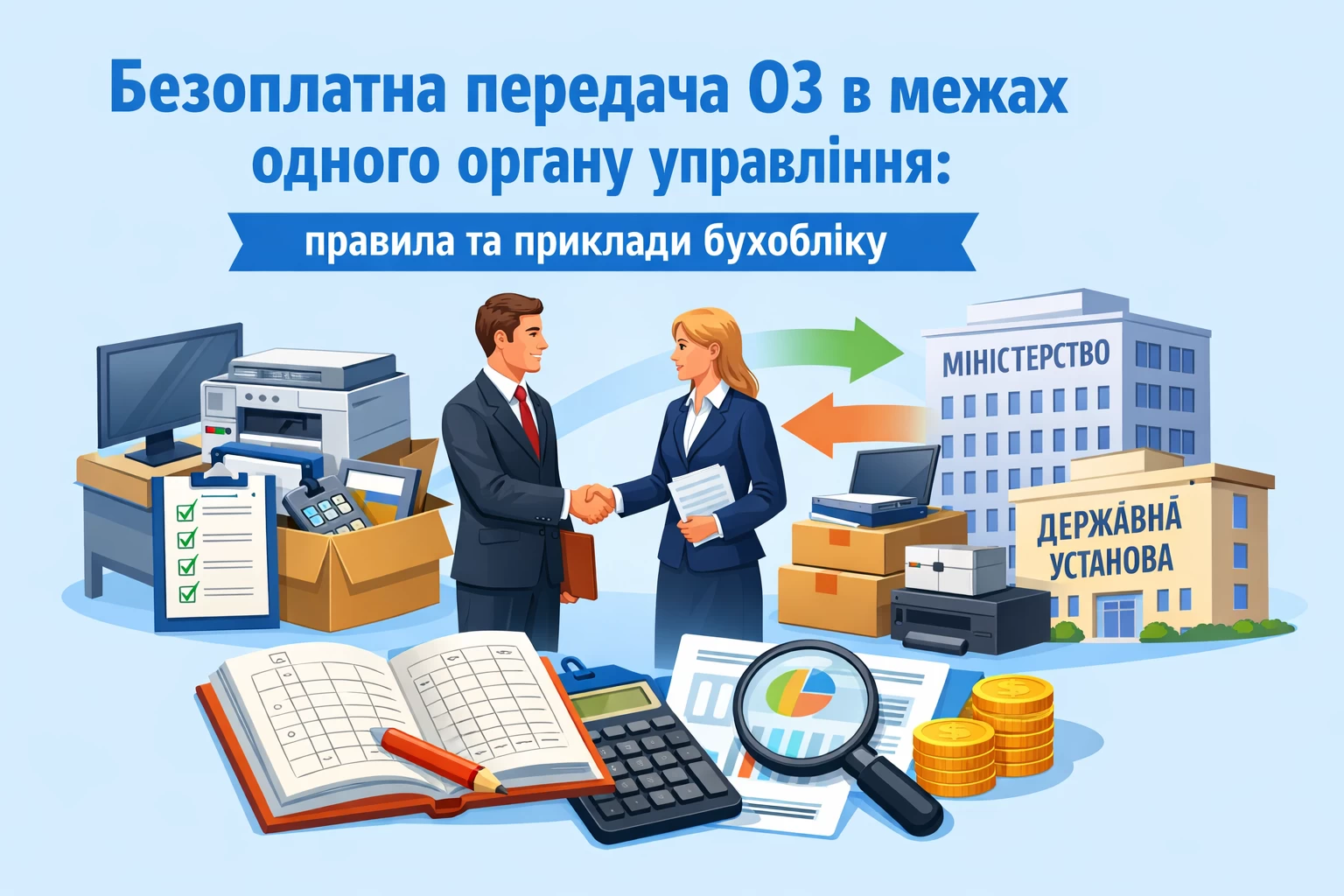 Безоплатна передача ОЗ в межах одного органу управління: правила та приклади бухобліку