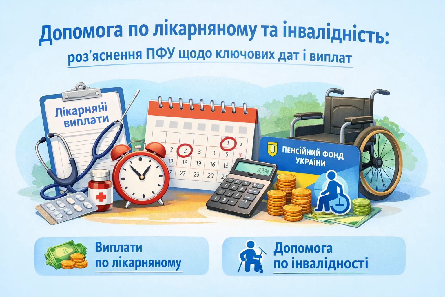 Допомога по лікарняному та інвалідність: роз’яснення ПФУ щодо ключових дат і виплат