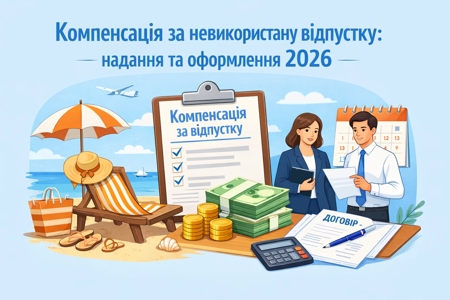 Компенсація за невикористану відпустку: надання та оформлення 2026