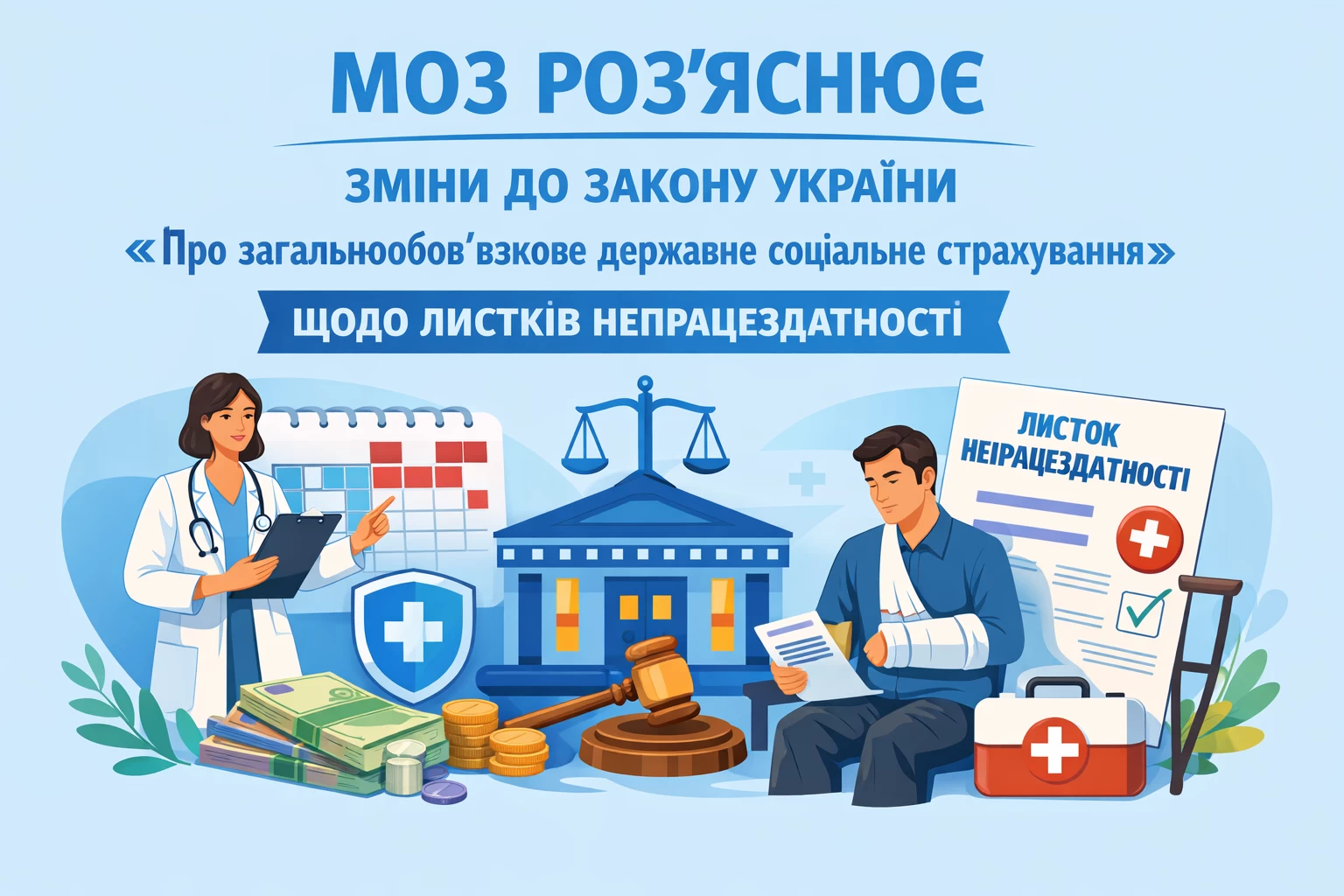 МОЗ роз'яснює щодо змін до Закону України «Про загальнообов’язкове державне соціальне страхування» стосовно листків непрацездатності