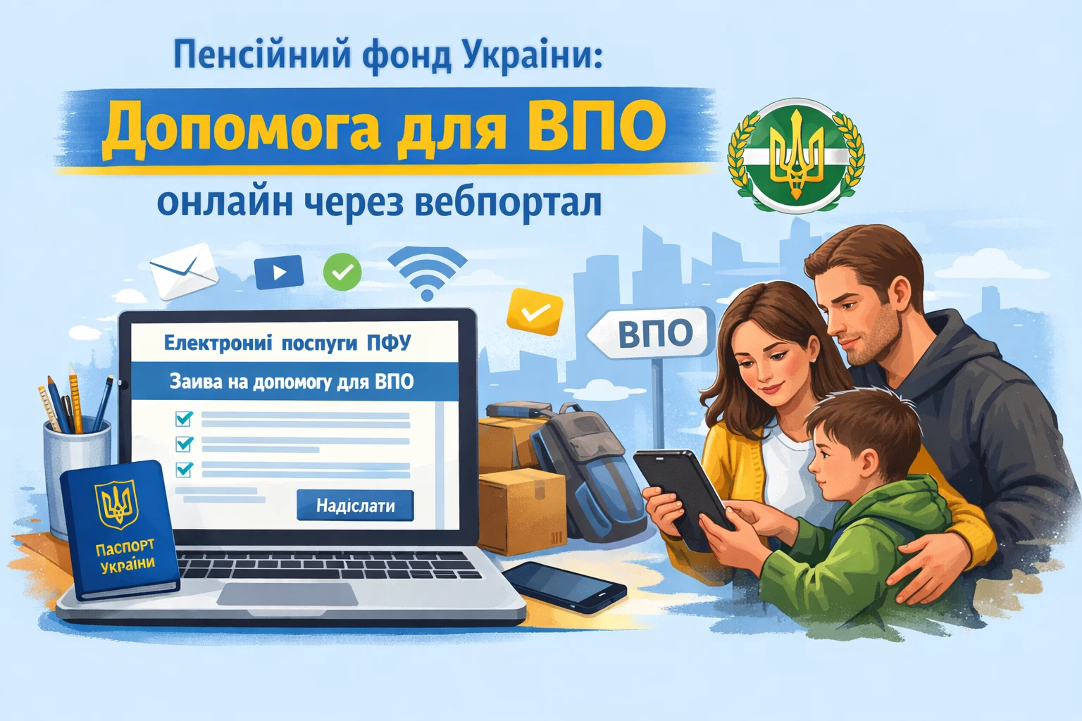 Пенсійний фонд України реалізував можливість подавати заяви на виплату допомоги для ВПО через вебпортал електронних послуг