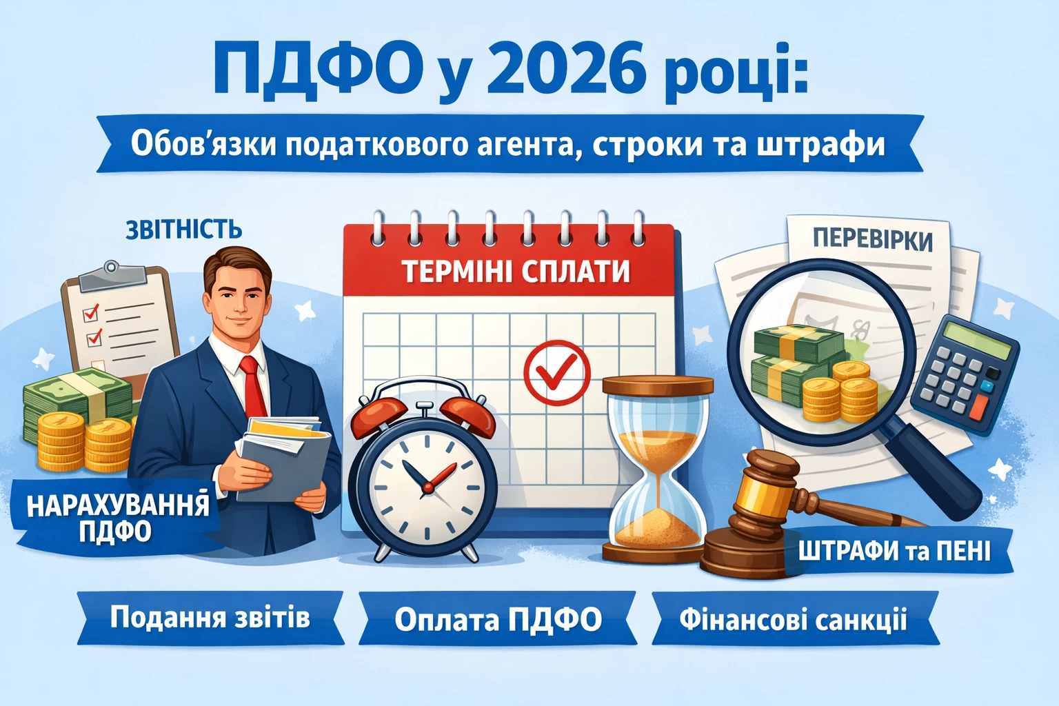 ПДФО у 2026 році: обов’язки податкового агента, строки та штрафи