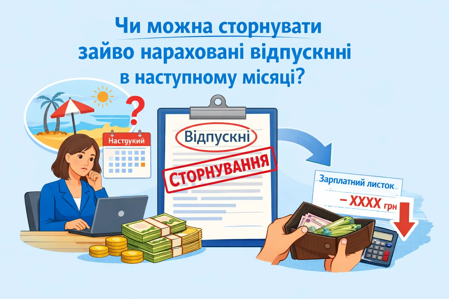 Чи можна сторнувати зайво нараховані відпускні в наступному місяці?