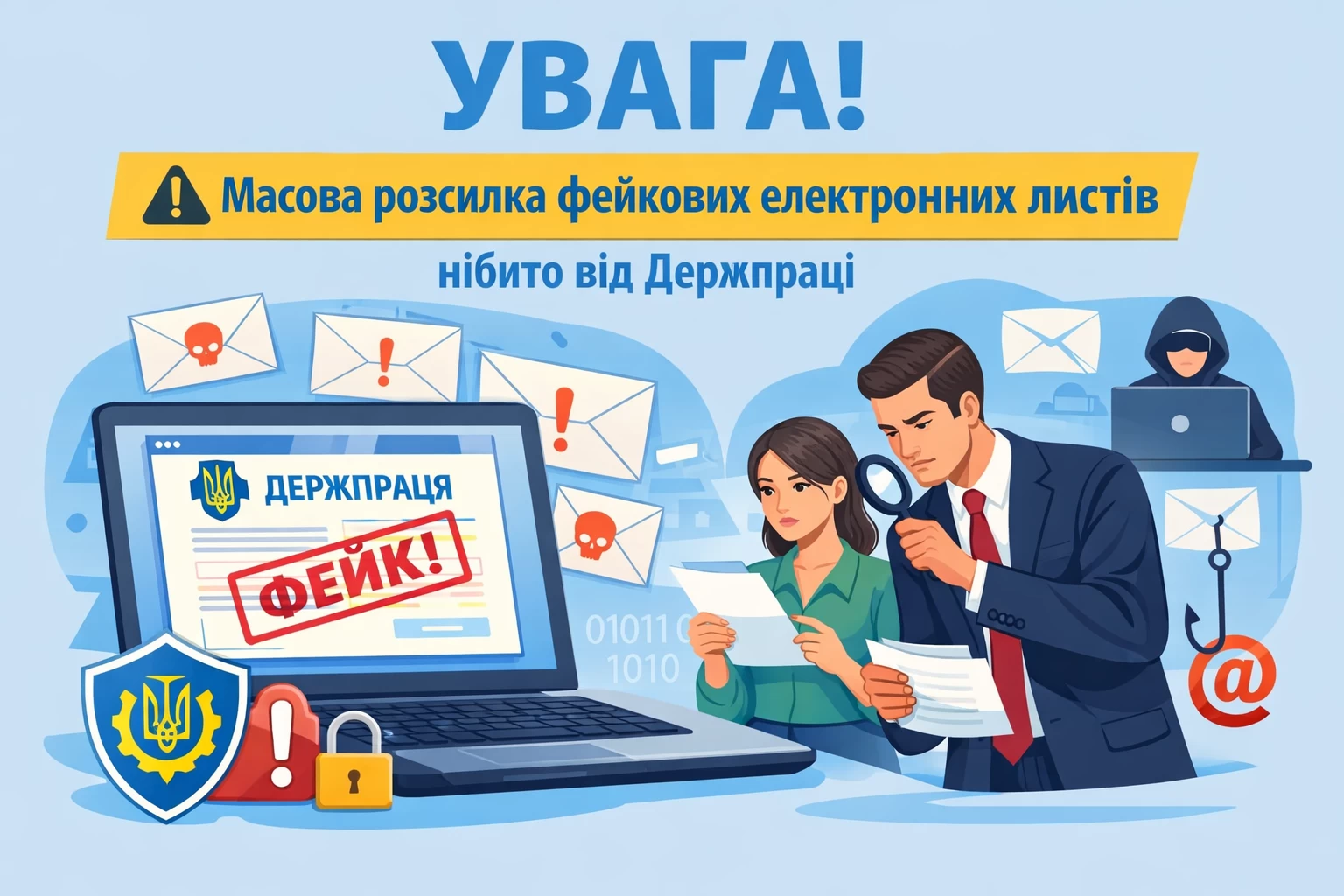 Увага: масова розсилка фейкових електронних листів нібито від Держпраці