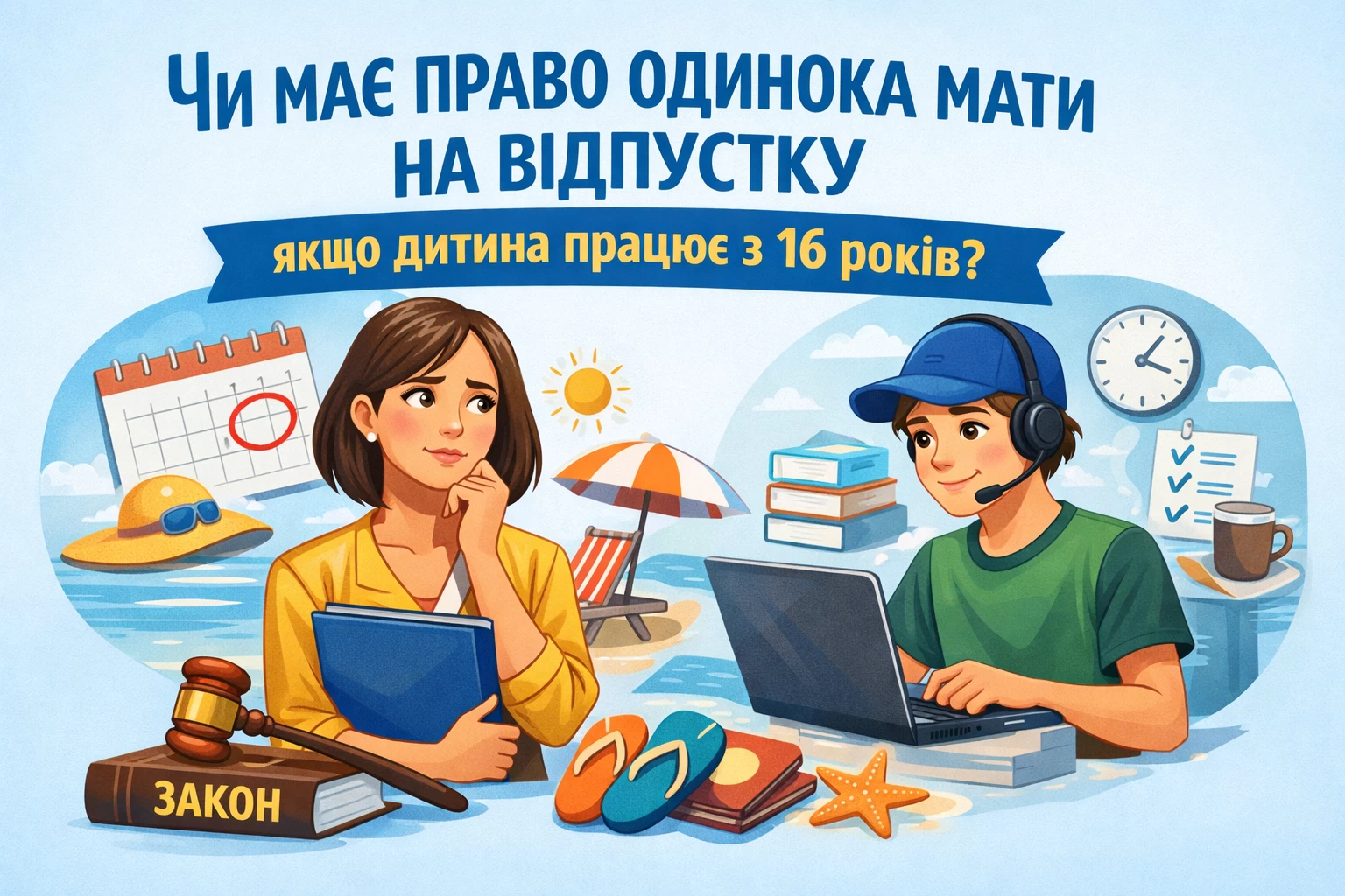 Чи має право одинока мати на відпустку, якщо дитина працює з 16 років