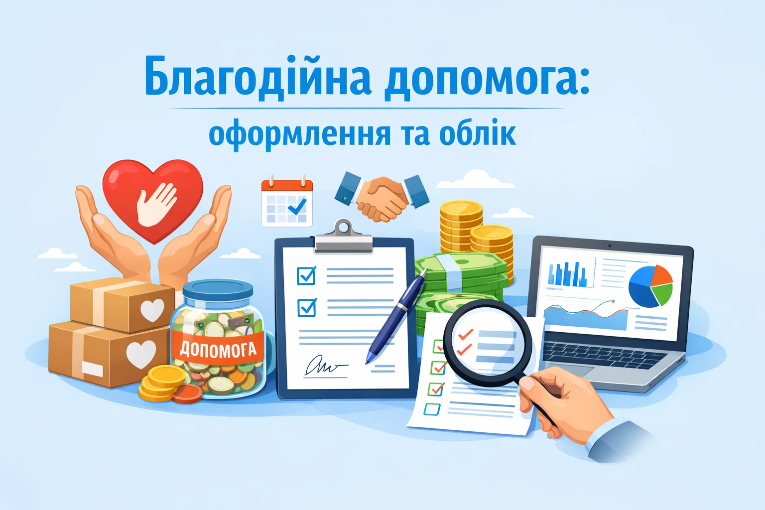 Благодійна допомога: оформлення та облік