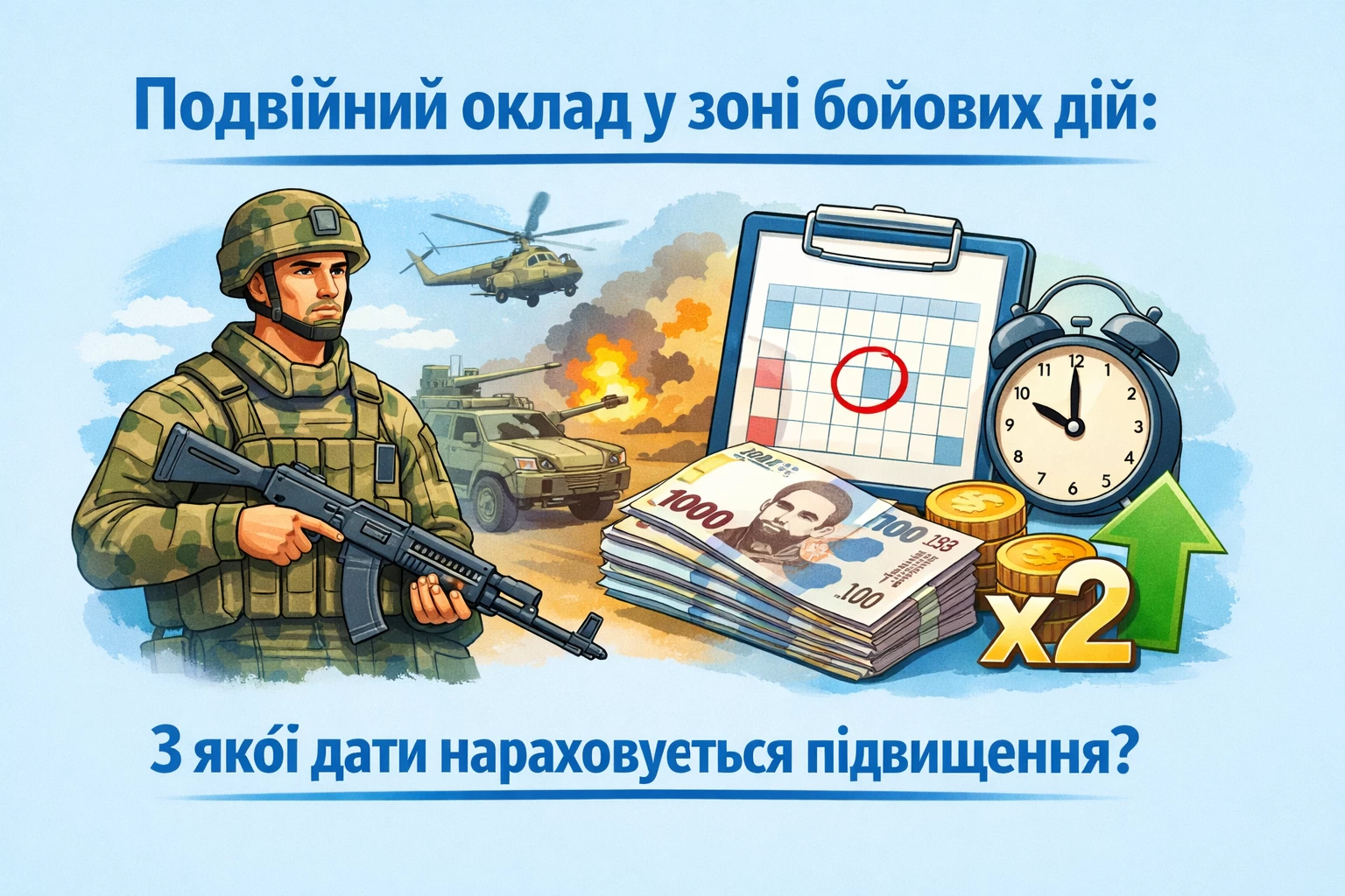 Подвійний оклад у зоні бойових дій: з якої дати нараховується підвищення