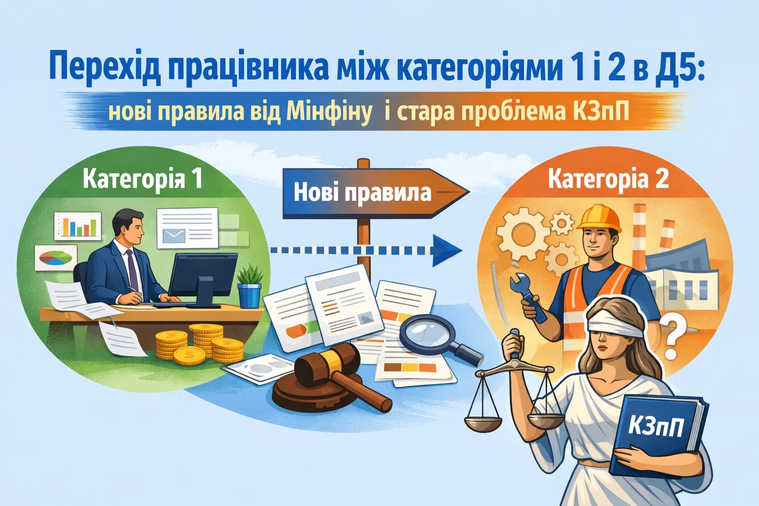 Перехід працівника між категоріями 1 і 2 в Д5: нові правила від Мінфіну і стара проблема КЗпП