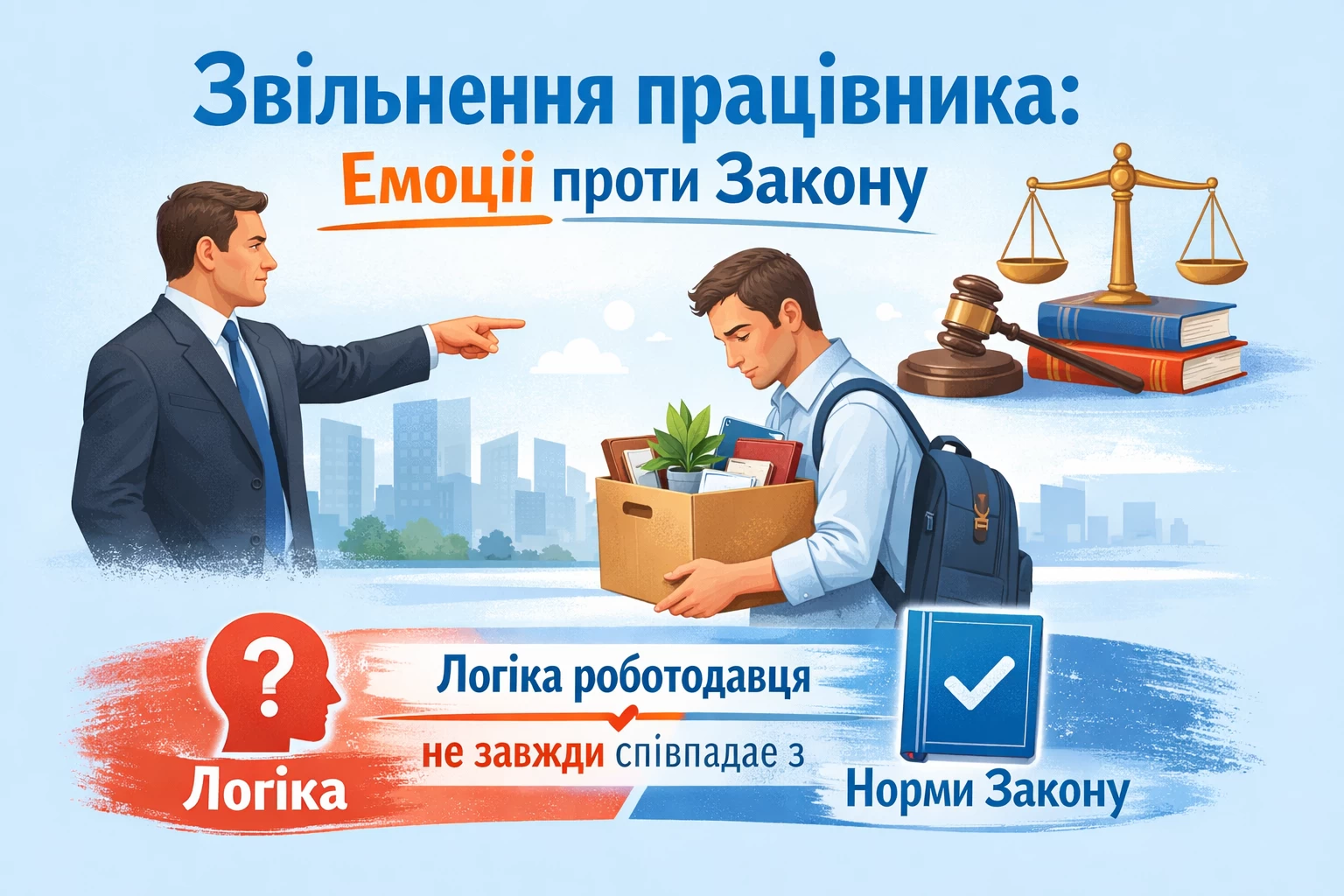 Звільнення працівника – тема, яка болить майже кожному роботодавцю. І парадокс у тому, що більшість проблем виникає не через свідомі порушення, а через те, що роботодавець часто діє, спираючись на свою логіку, а не на норми законодавства.