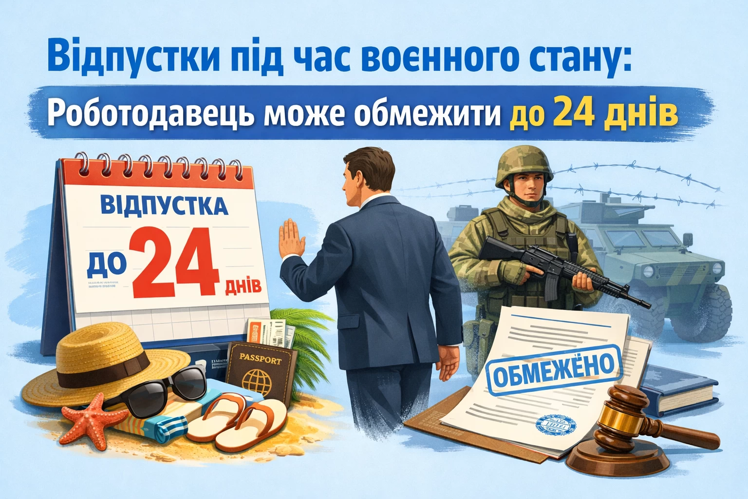 Відпустки під час воєнного стану: роботодавець може обмежити до 24 днів