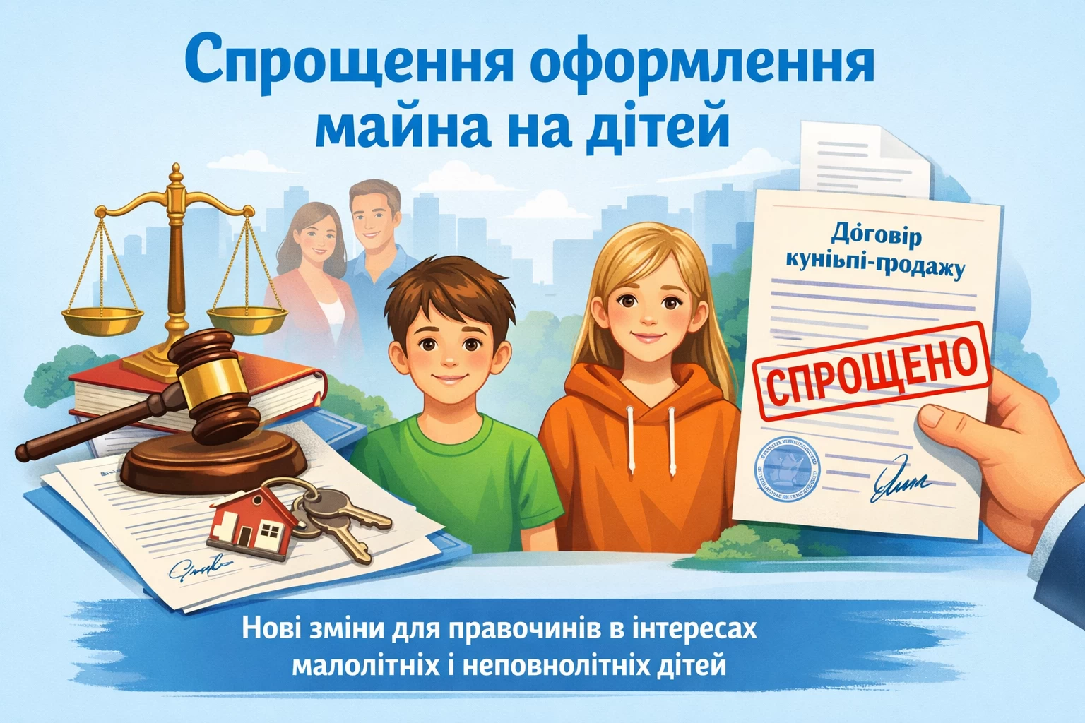 В Україні оновлено підхід до вчинення правочинів в інтересах малолітніх та неповнолітніх дітей. Відповідні зміни спрямовані на спрощення процедури оформлення майна на дітей.