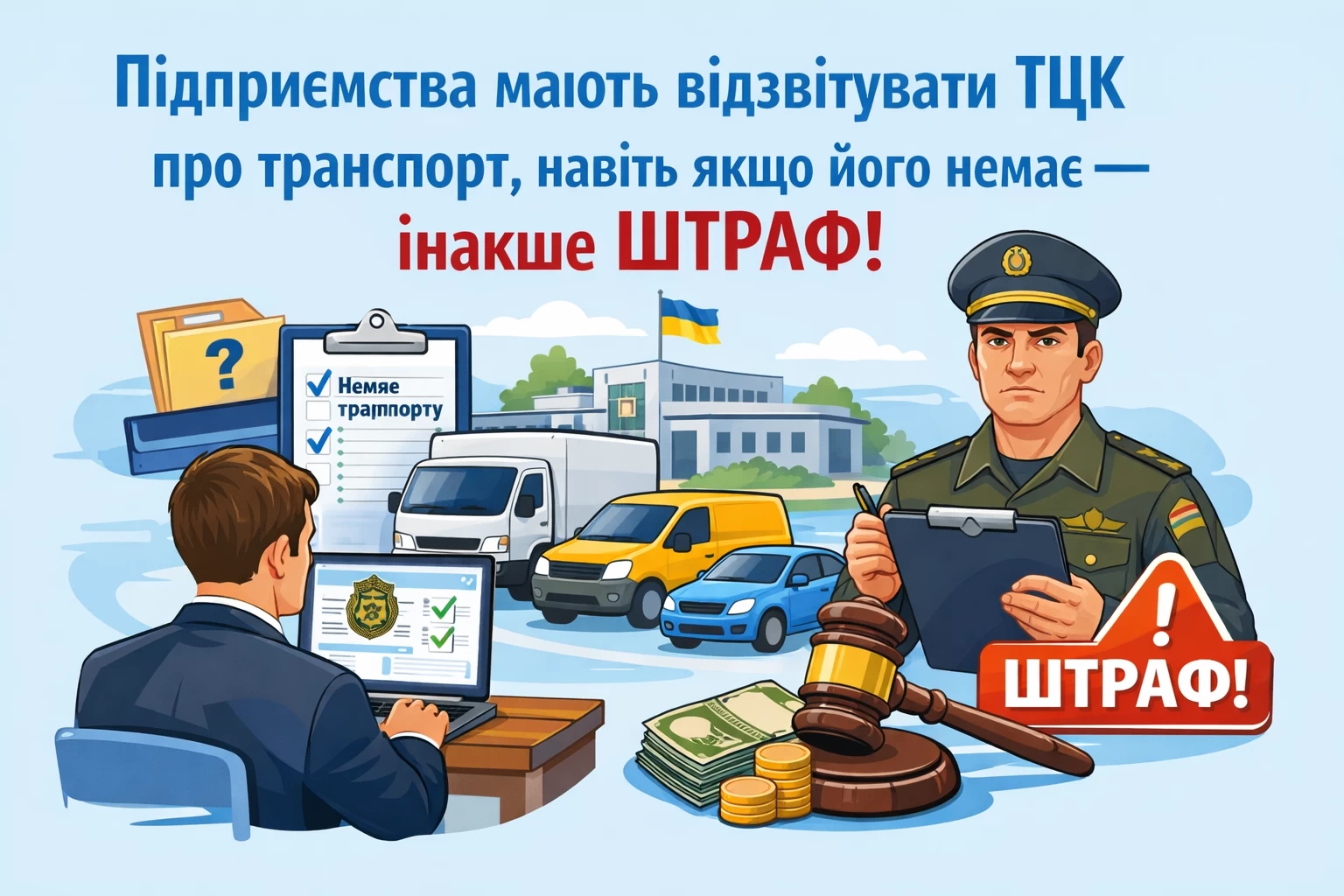 Підприємства мають відзвітувати ТЦК про транспорт, навіть якщо його немає — інакше штраф