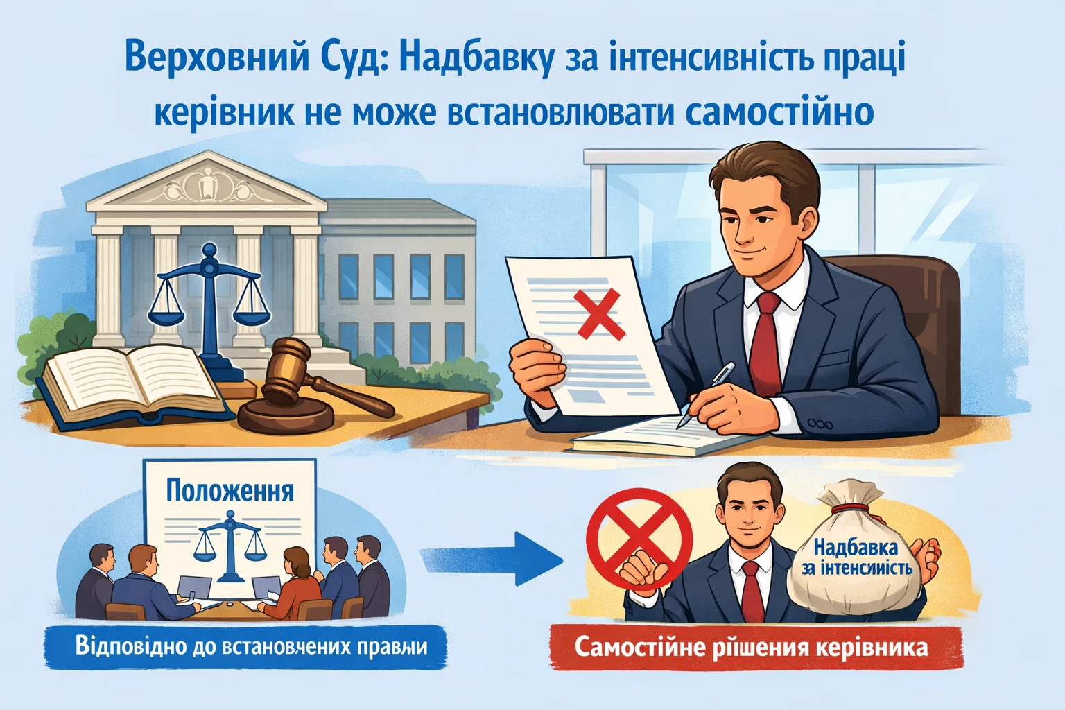 Верховний Суд: надбавку за інтенсивність праці керівник не може встановлювати самостійно