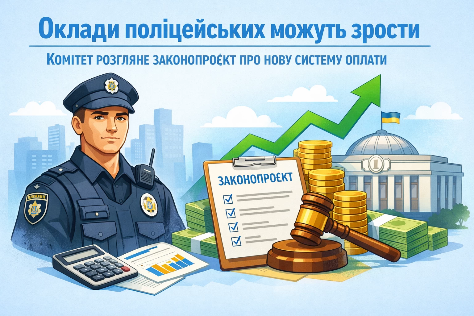 Оклади поліцейських можуть зрости: комітет розгляне законопроєкт про нову систему оплати