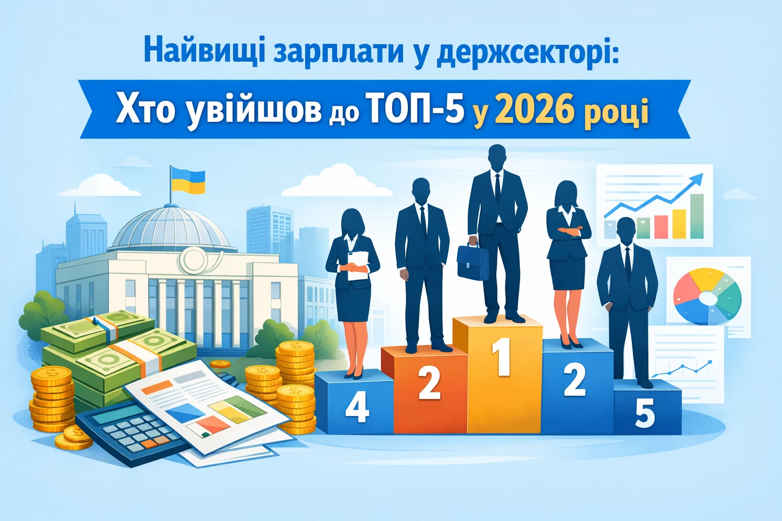 Найвищі зарплати у держсекторі: хто увійшов до ТОП-5 у 2026 році