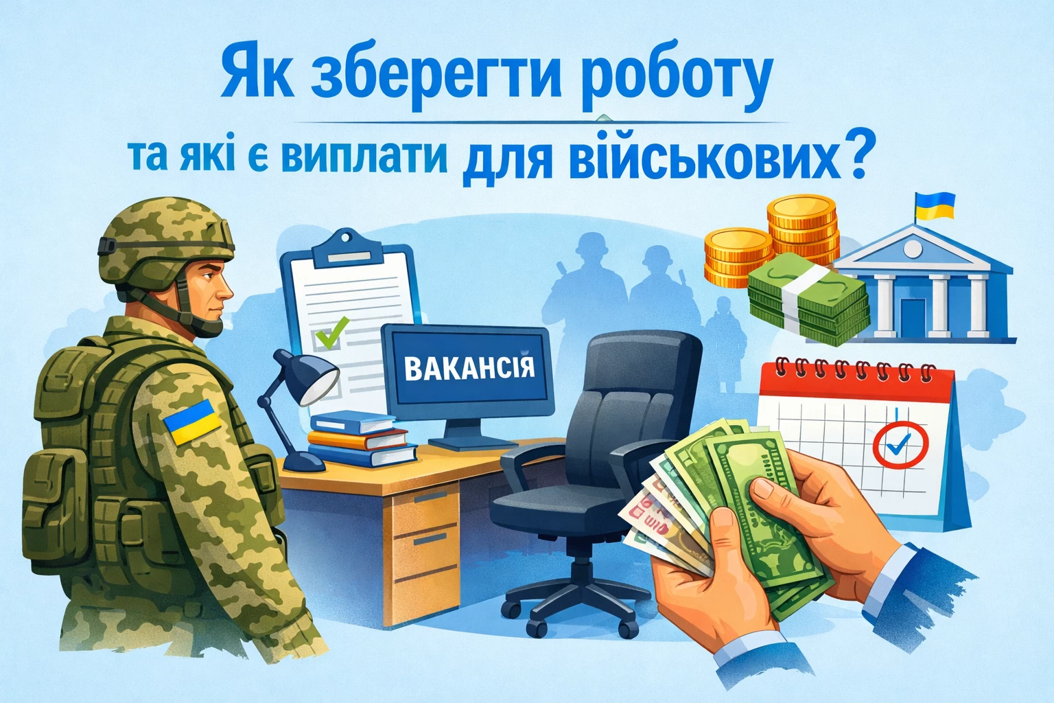 Як військовослужбовцю зберегти робоче місце та чи передбачені виплати