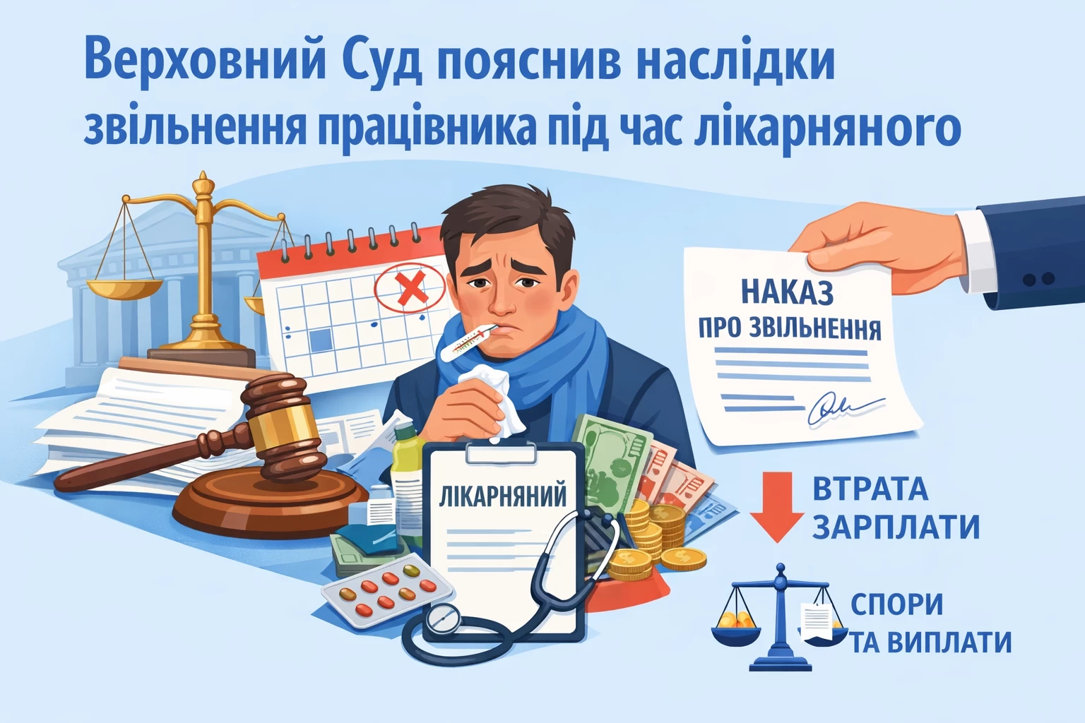 Верховний Суд пояснив наслідки звільнення працівника під час лікарняного