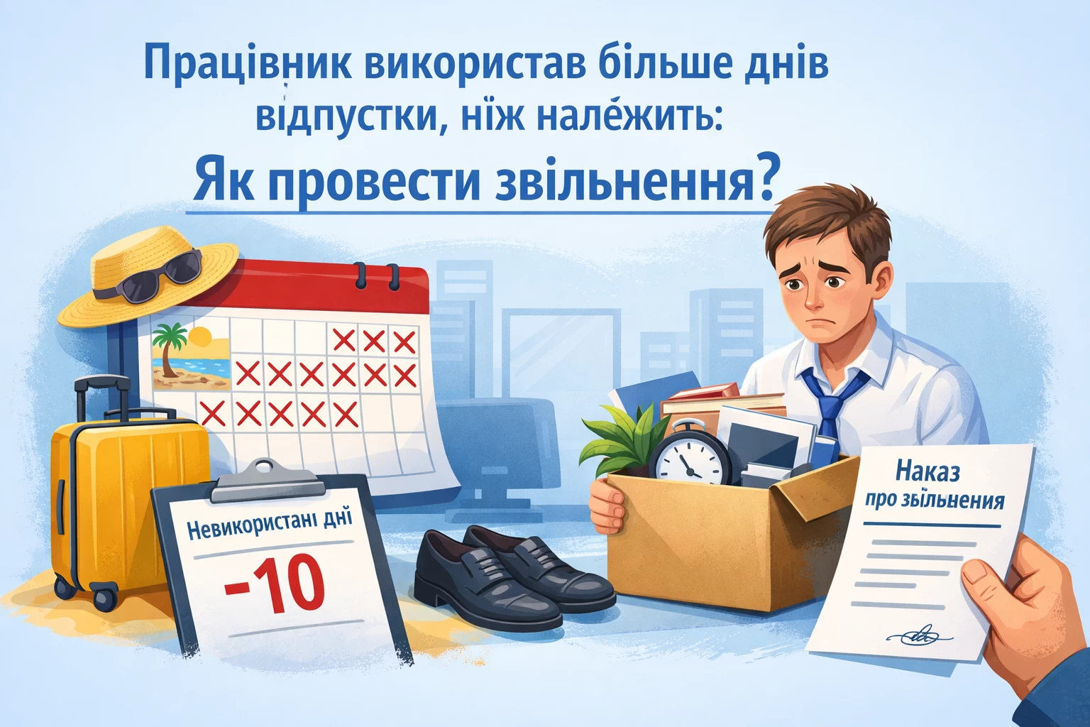 Працівник використав більше днів відпустки, ніж належить: як правильно провести звільнення