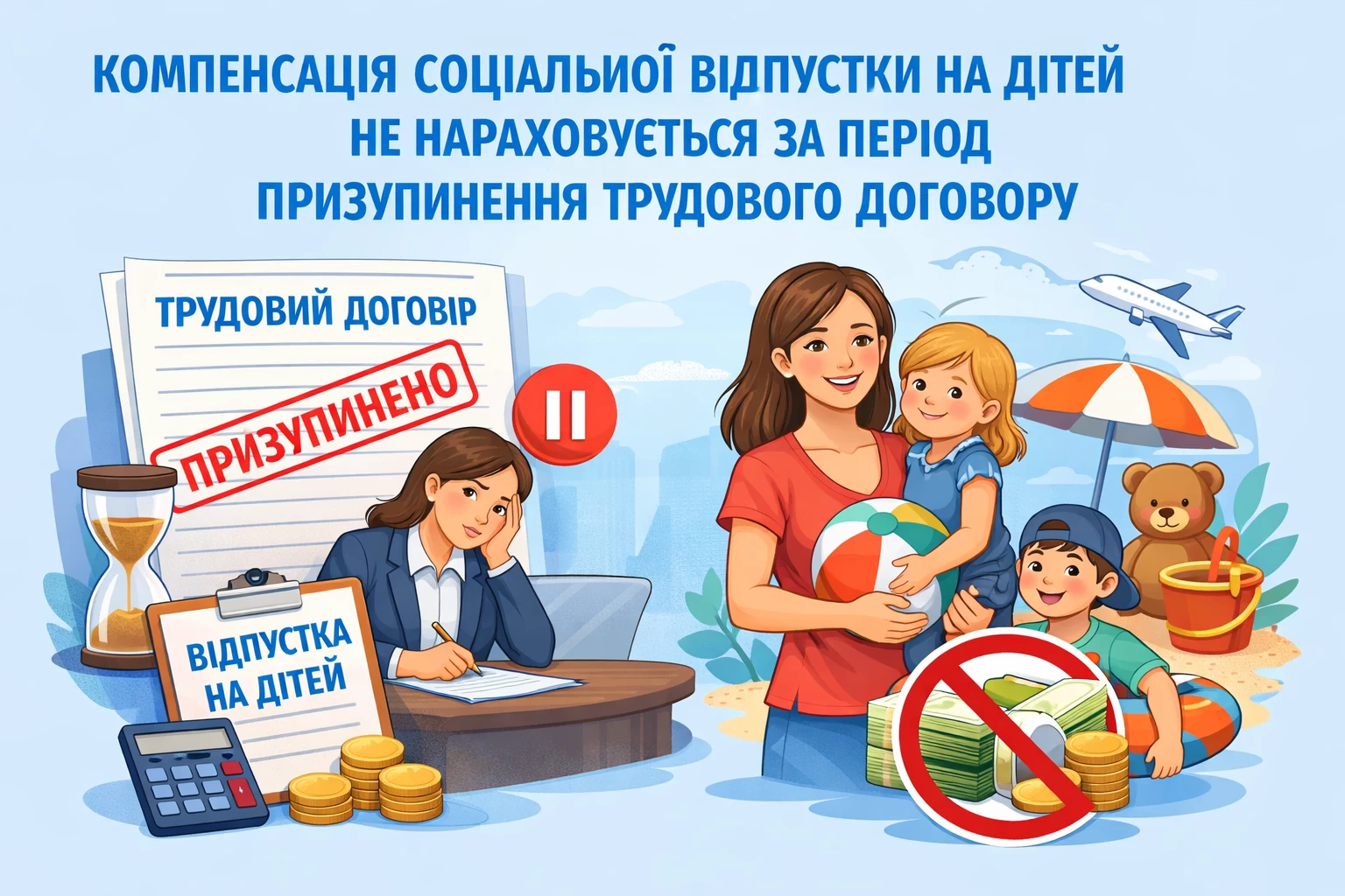 Мінекономіки: компенсація соціальної відпустки на дітей не нараховується за період призупинення трудового договору
