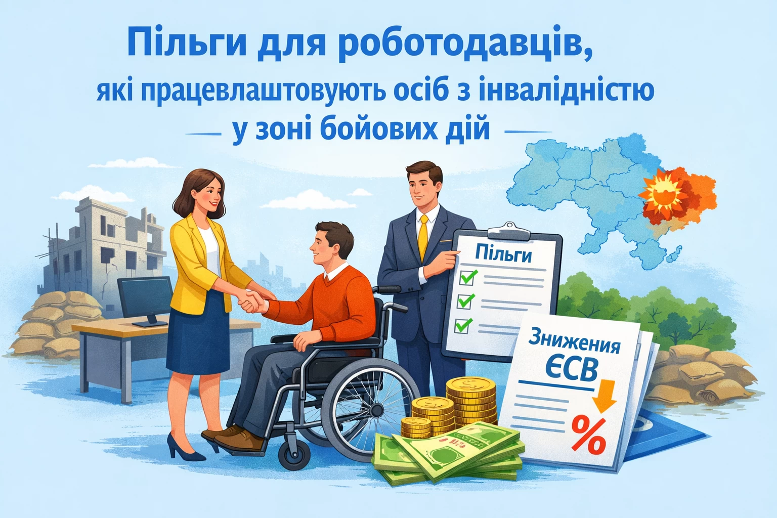 Кабмін готує пільгу щодо внеску на працевлаштування осіб з інвалідністю для роботодавців із територій бойових дій