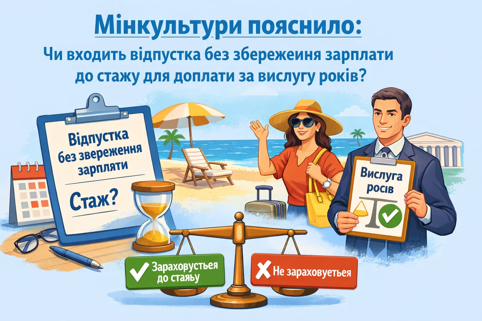 Мінкультури пояснило, чи включається відпустка без збереження зарплати до стажу для доплати за вислугу років