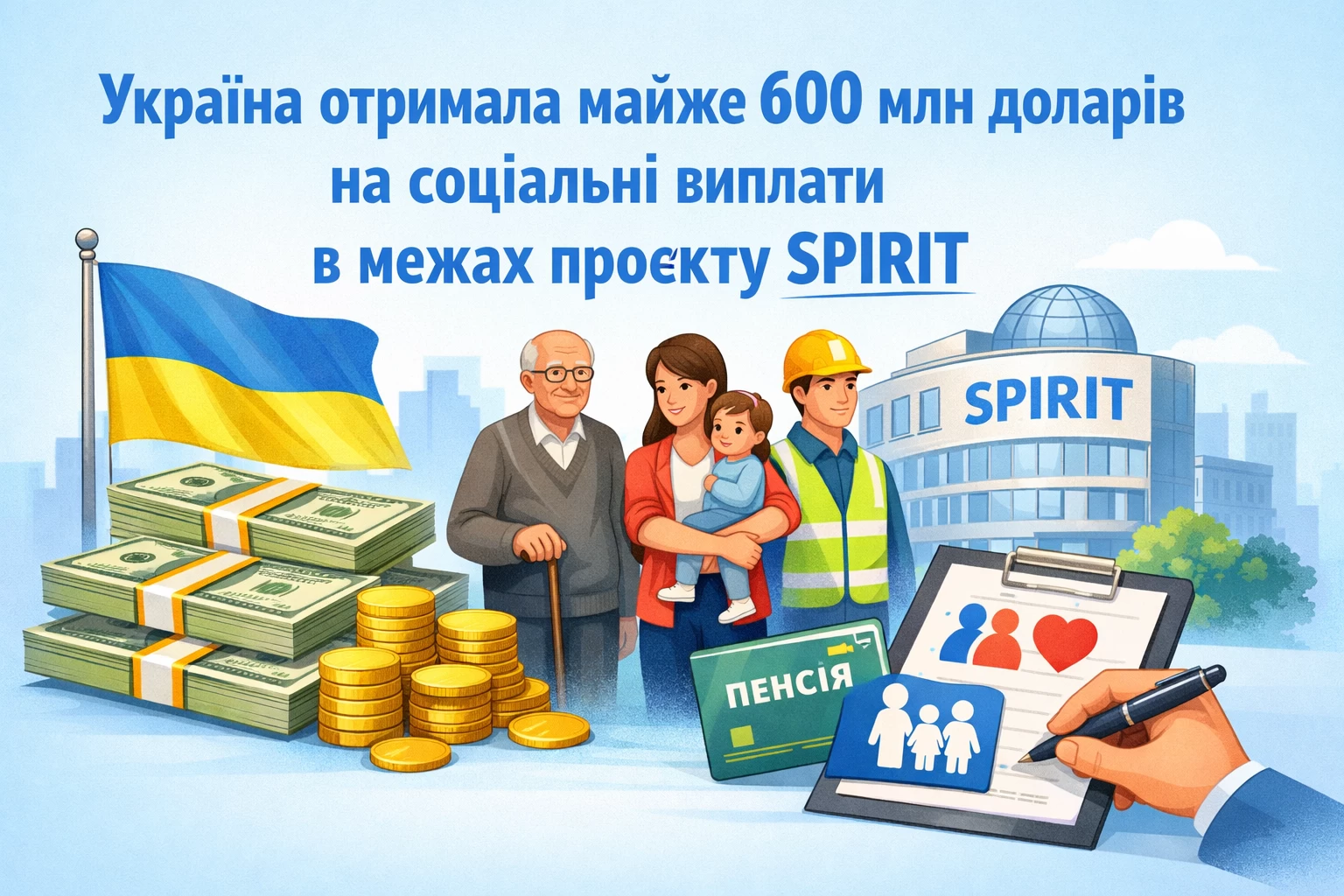 Україна отримала майже 600 млн доларів на соціальні виплати в межах проєкту SPIRIT