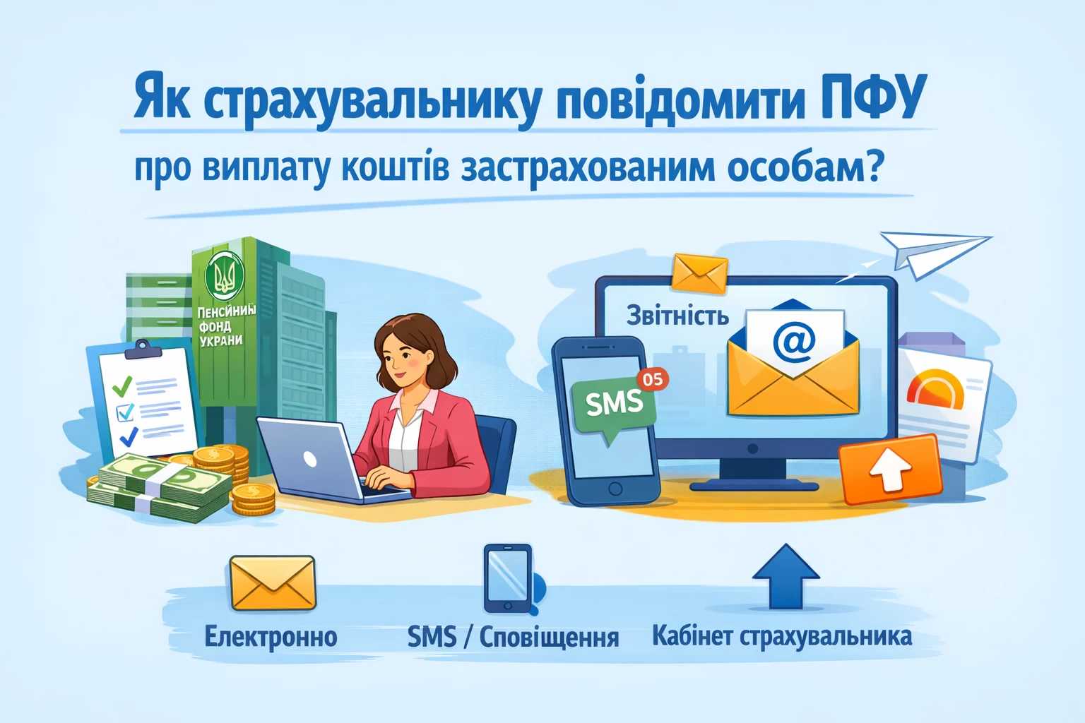 Як страхувальнику повідомити ПФУ про виплату коштів застрахованим особам?