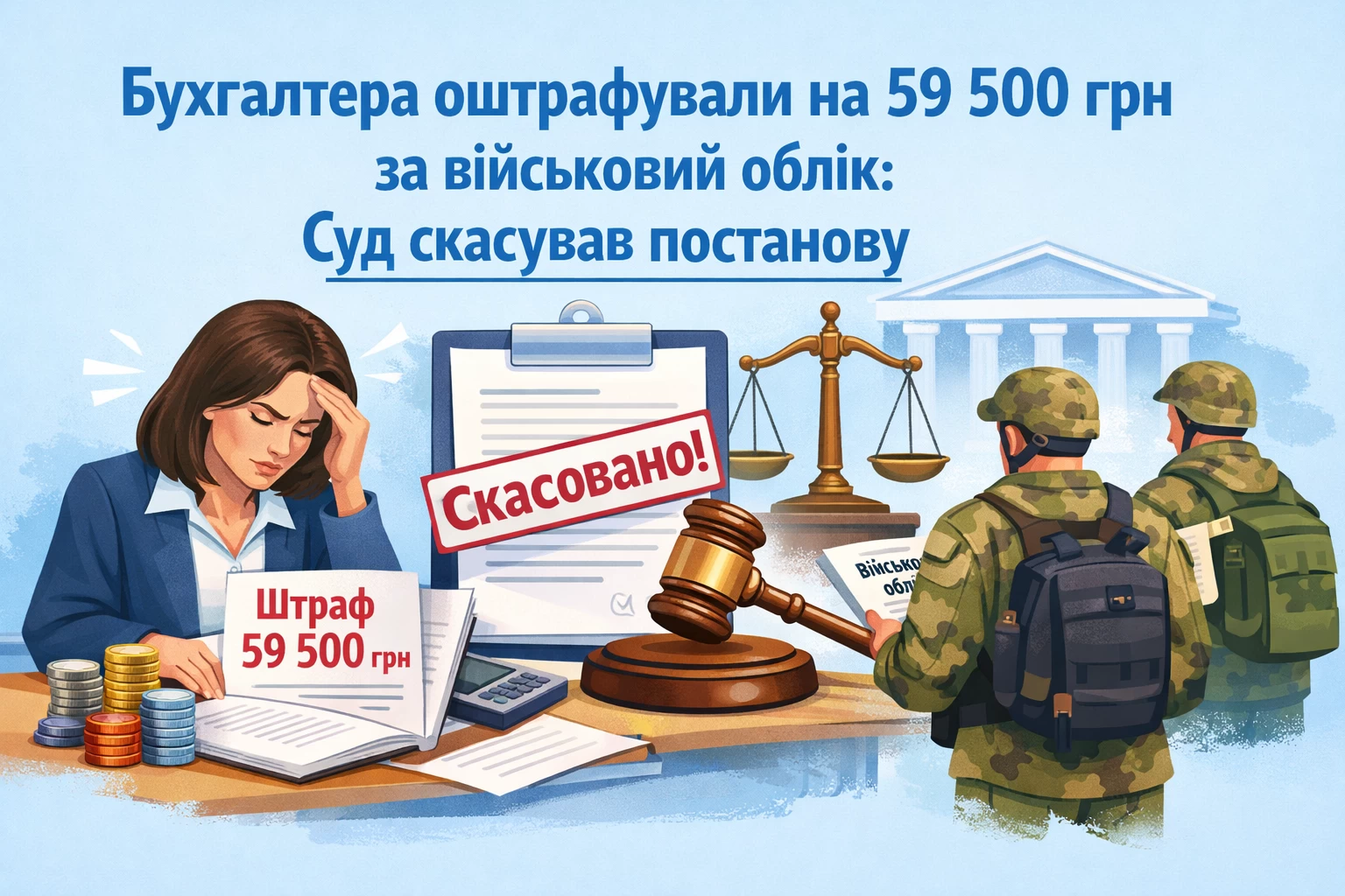 Бухгалтера оштрафували на 59 500 грн за військовий облік: суд скасував постанову