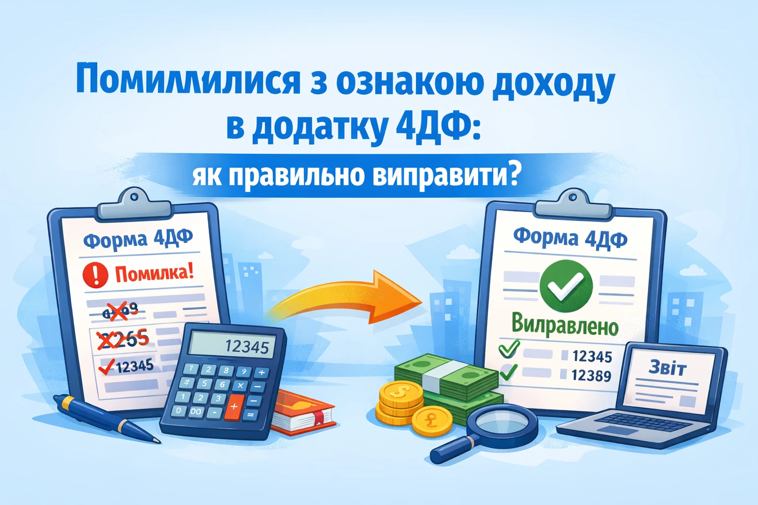 Помилилися з ознакою доходу в додатку 4ДФ: як правильно виправити?