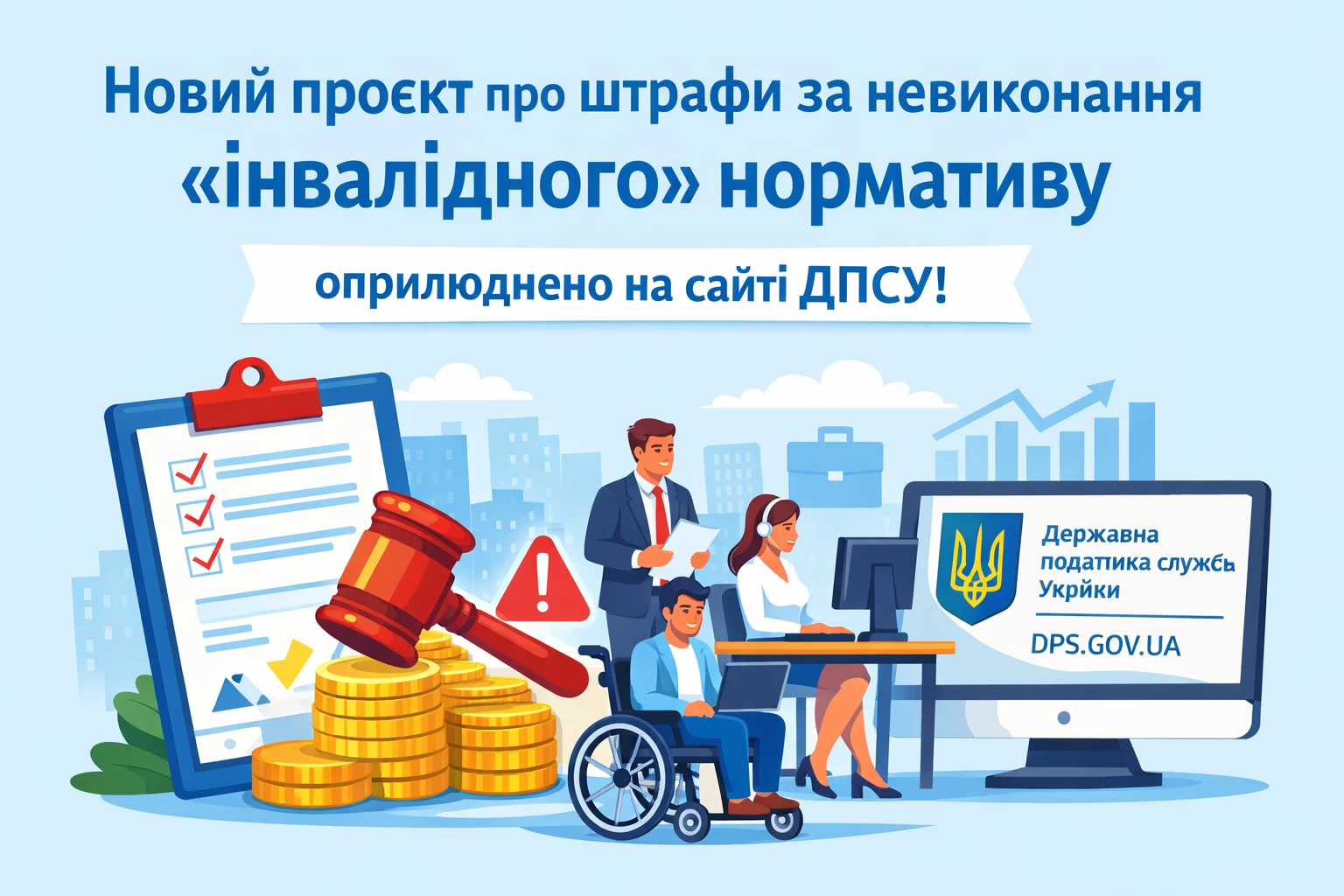 Проєкт порядку штрафування за недотримання «інвалідного» нормативу оприлюднено на сайті ДПСУ