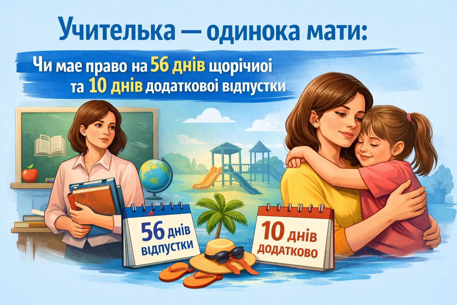 Учителька — одинока мати: чи має право на 56 днів щорічної та 10 днів додаткової відпустки