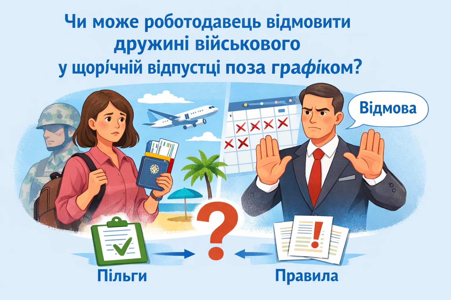 Чи може роботодавець відмовити дружині військового у щорічній відпустці поза графіком?