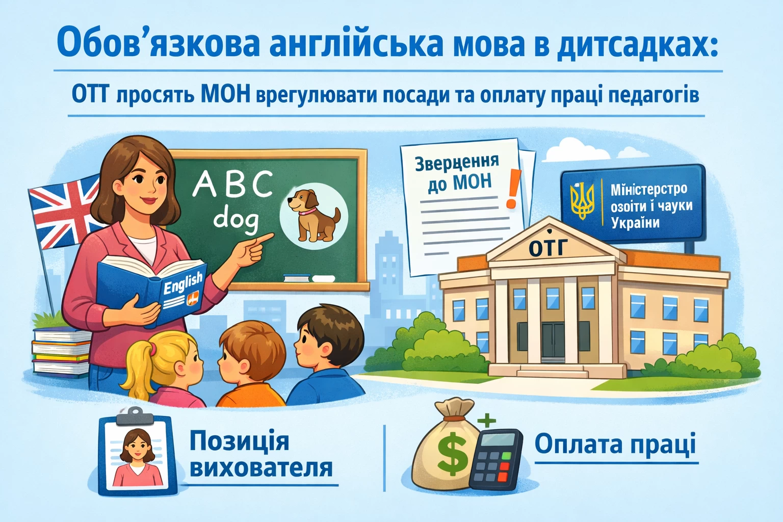 Обов'язкова англійська мова в дитсадках: ОТГ просять МОН врегулювати питання посади та оплати праці педагогів