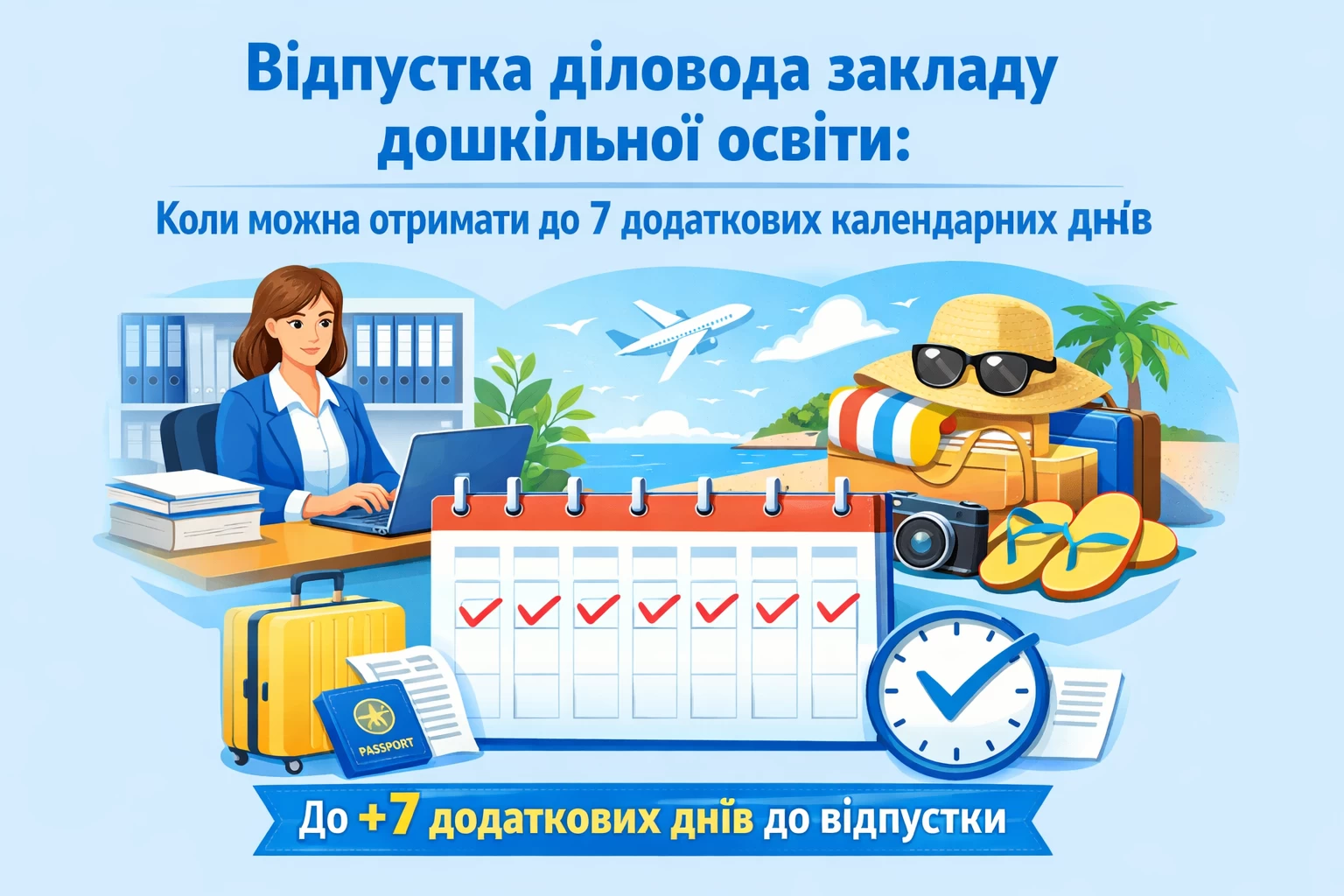Відпустка діловода закладу дошкільної освіти: коли можна отримати до 7 додаткових календарних днів