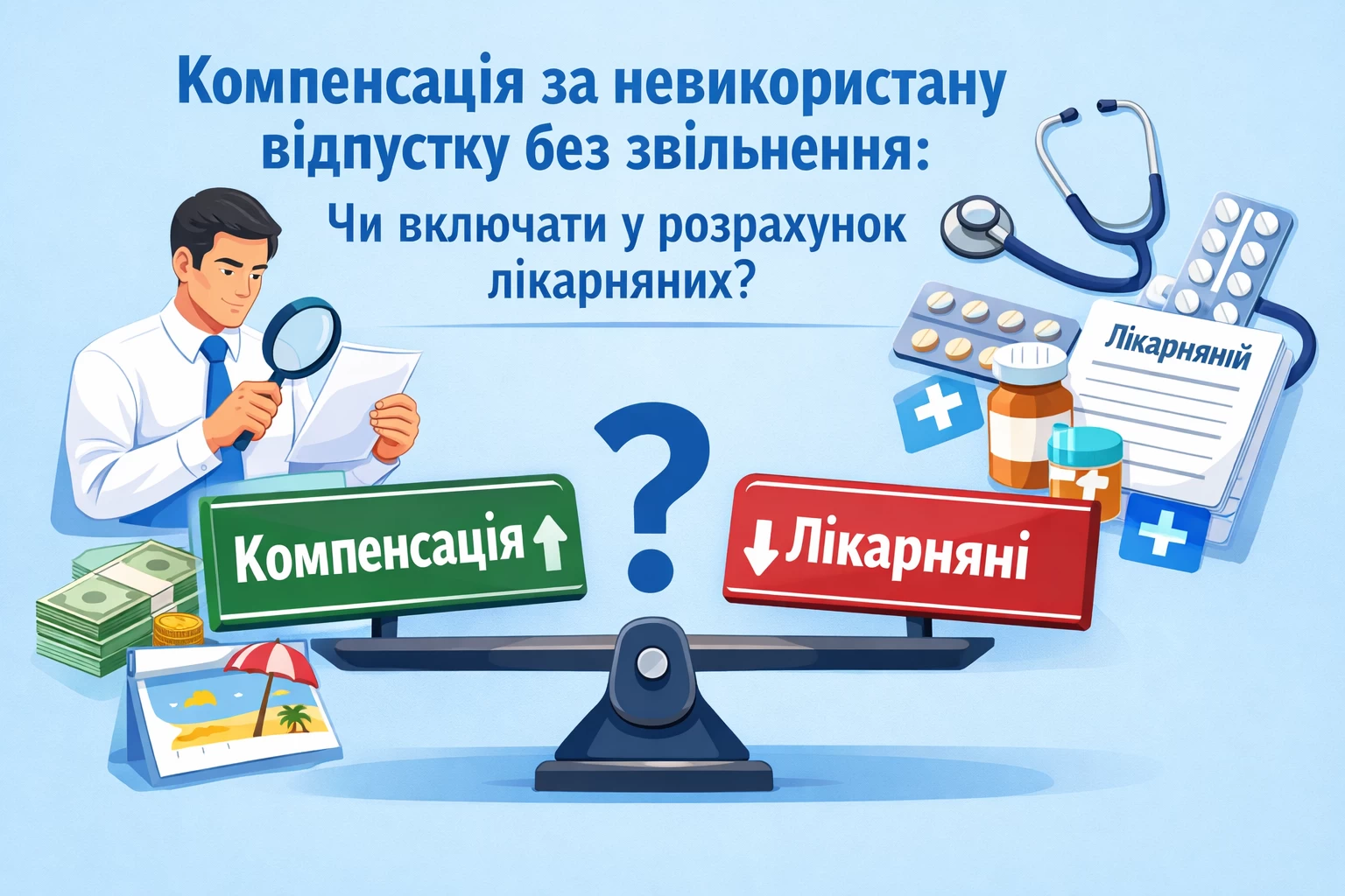 Працівнику виплатили компенсацію за невикористану відпустку без звільнення. Чи включати таку суму в розрахунок лікарняних?