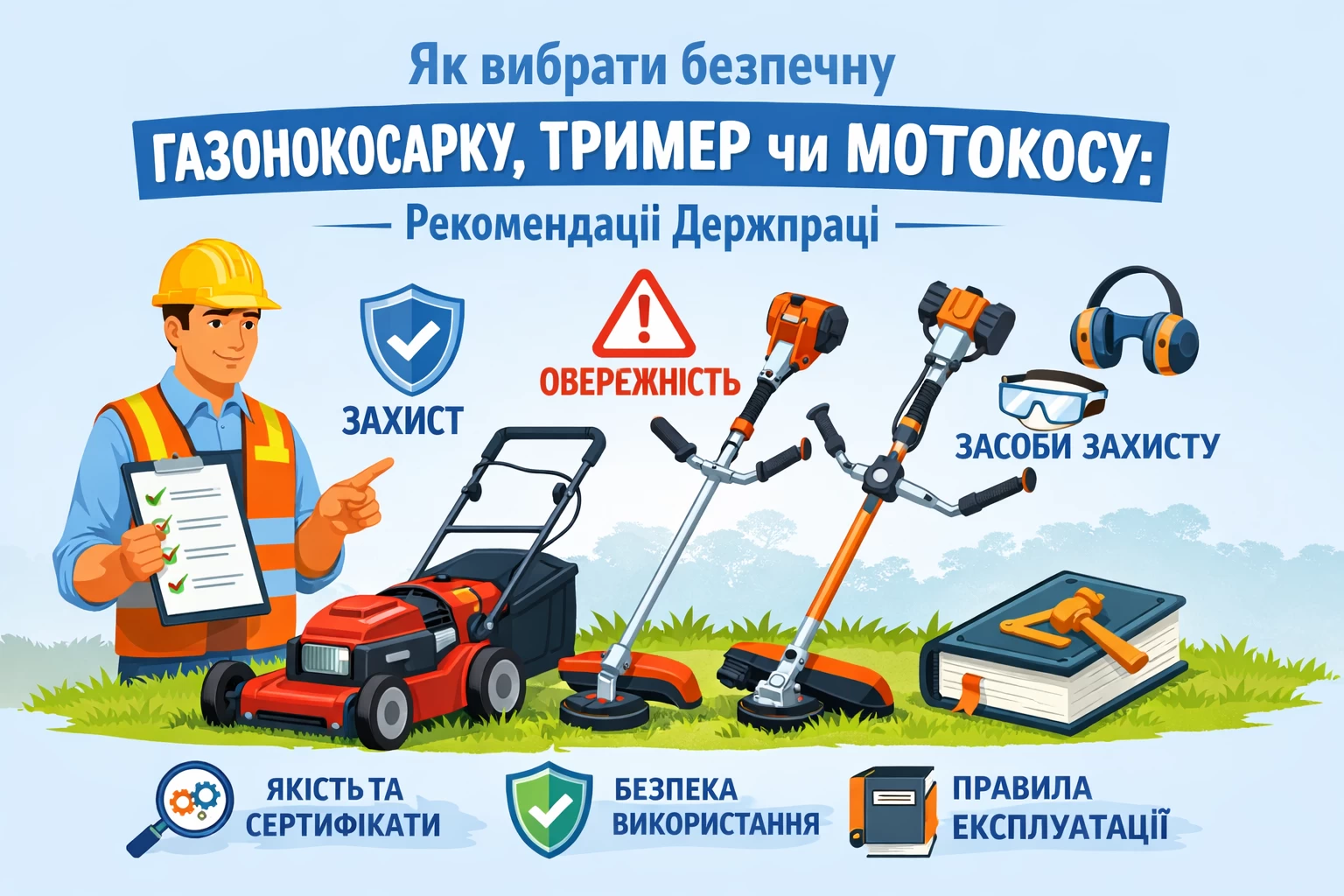 Як вибрати безпечну газонокосарку, тример чи мотокосу: рекомендації Держпраці