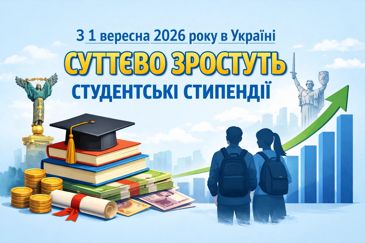 З 1 вересня 2026 року в Україні суттєво зростуть студентські стипендії