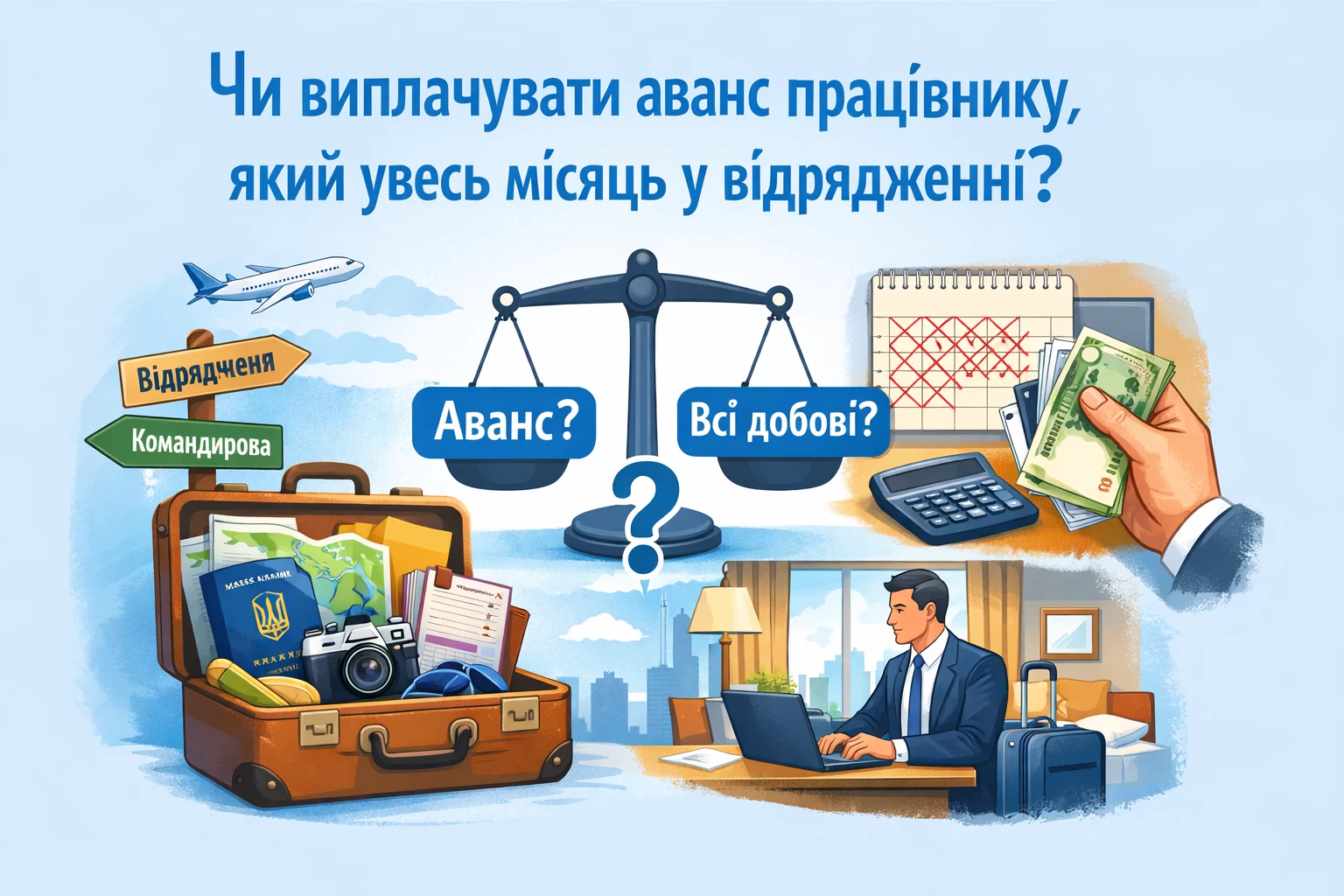 Чи потрібно виплачувати аванс працівнику, який увесь місяць перебуває у відрядженні?