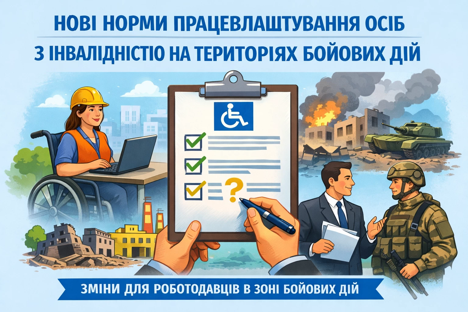 Норматив працевлаштування осіб з інвалідністю хочуть змінити для роботодавців на територіях активних бойових дій