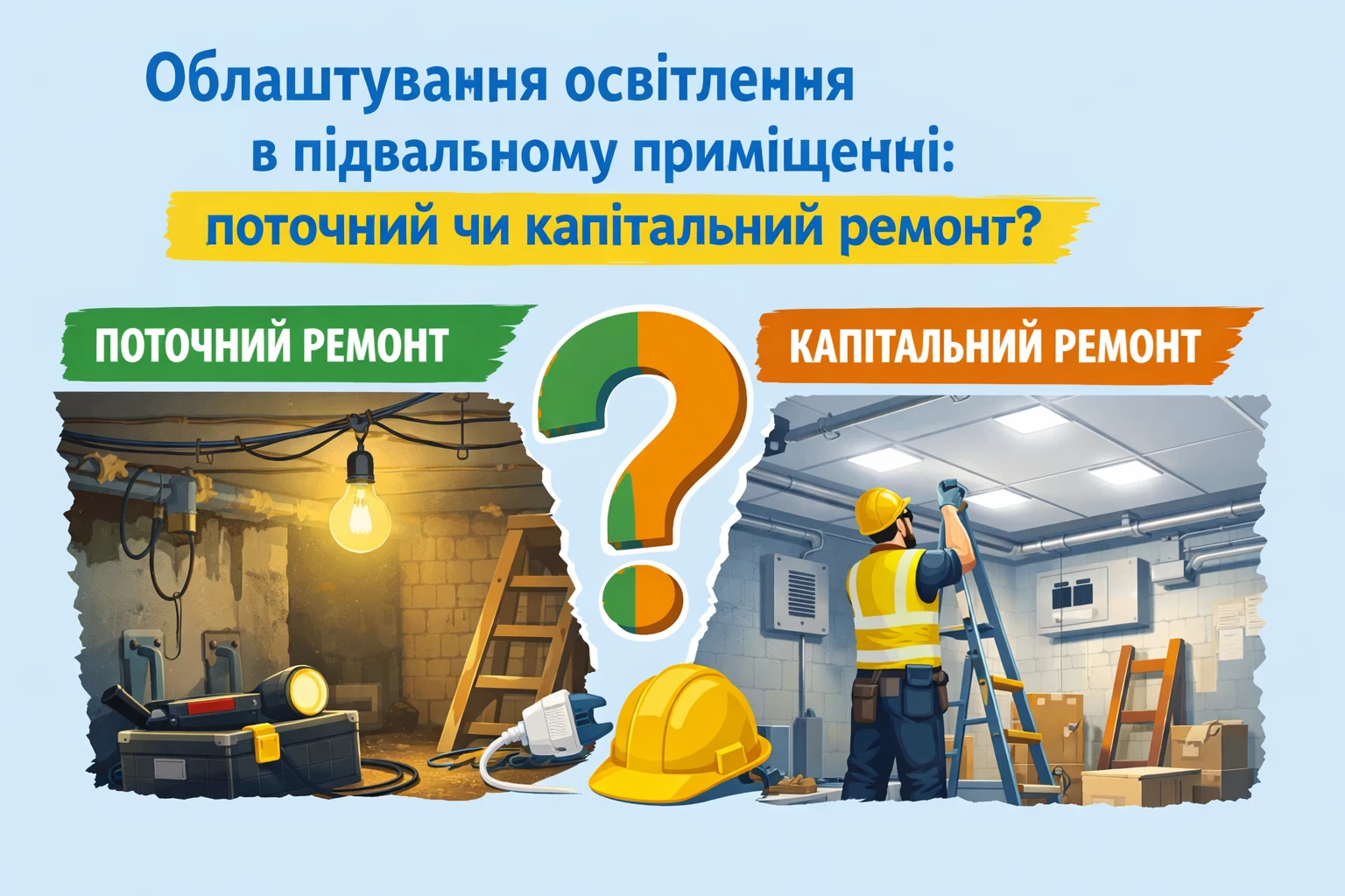 Облаштування освітлення в підвальному приміщенні: поточний чи капітальний ремонт?
