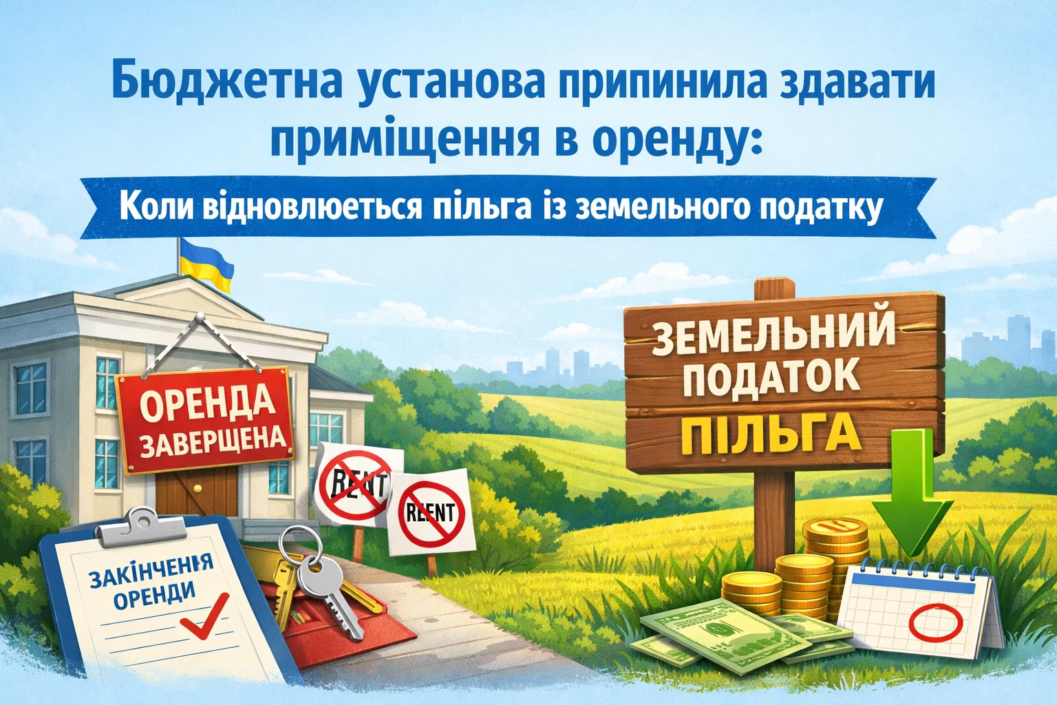 Бюджетна установа припинила здавати приміщення в оренду: коли відновлюється пільга із земельного податку