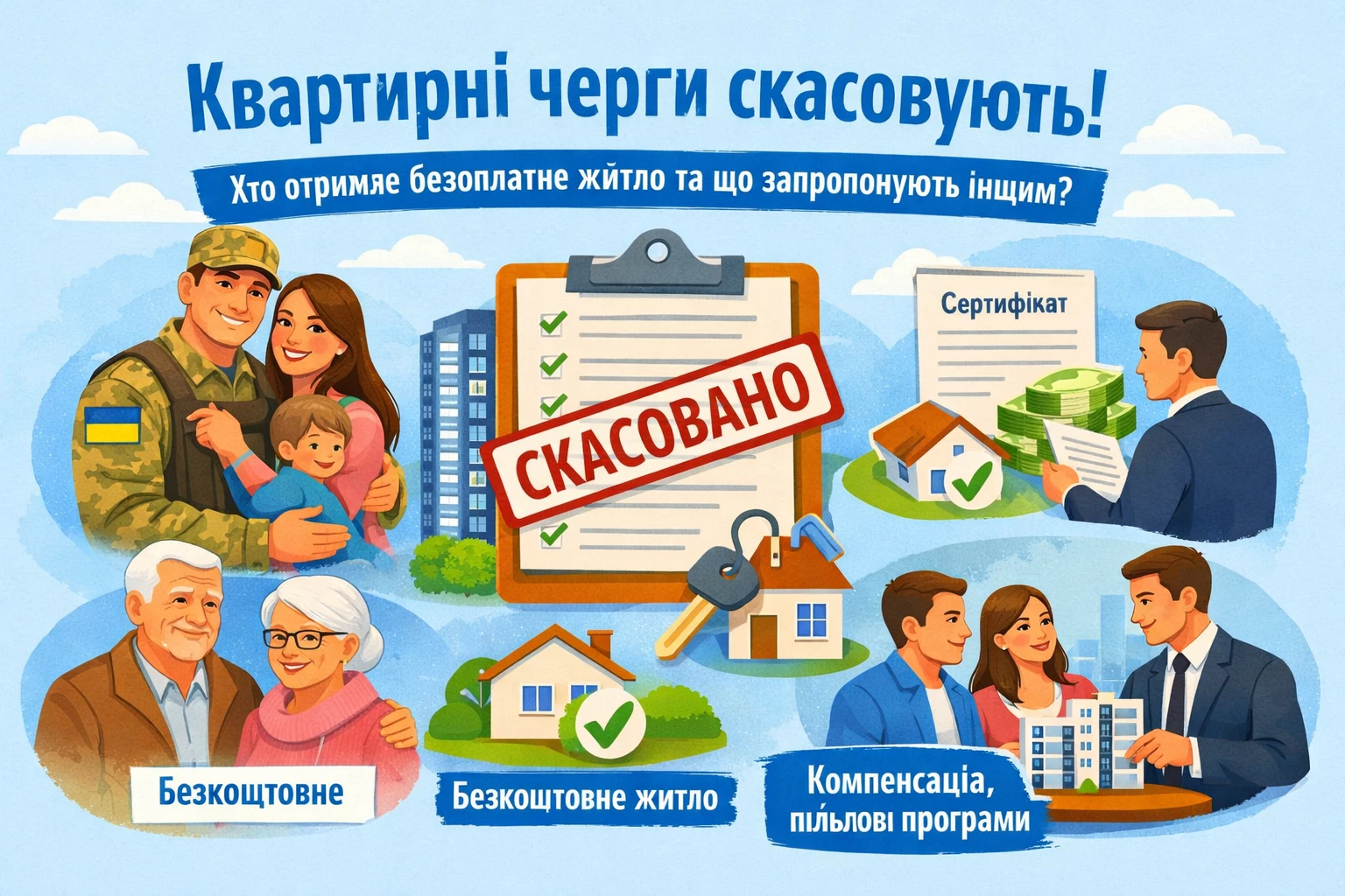 Квартирні черги скасовують: хто отримає безоплатне житло та що запропонують іншим