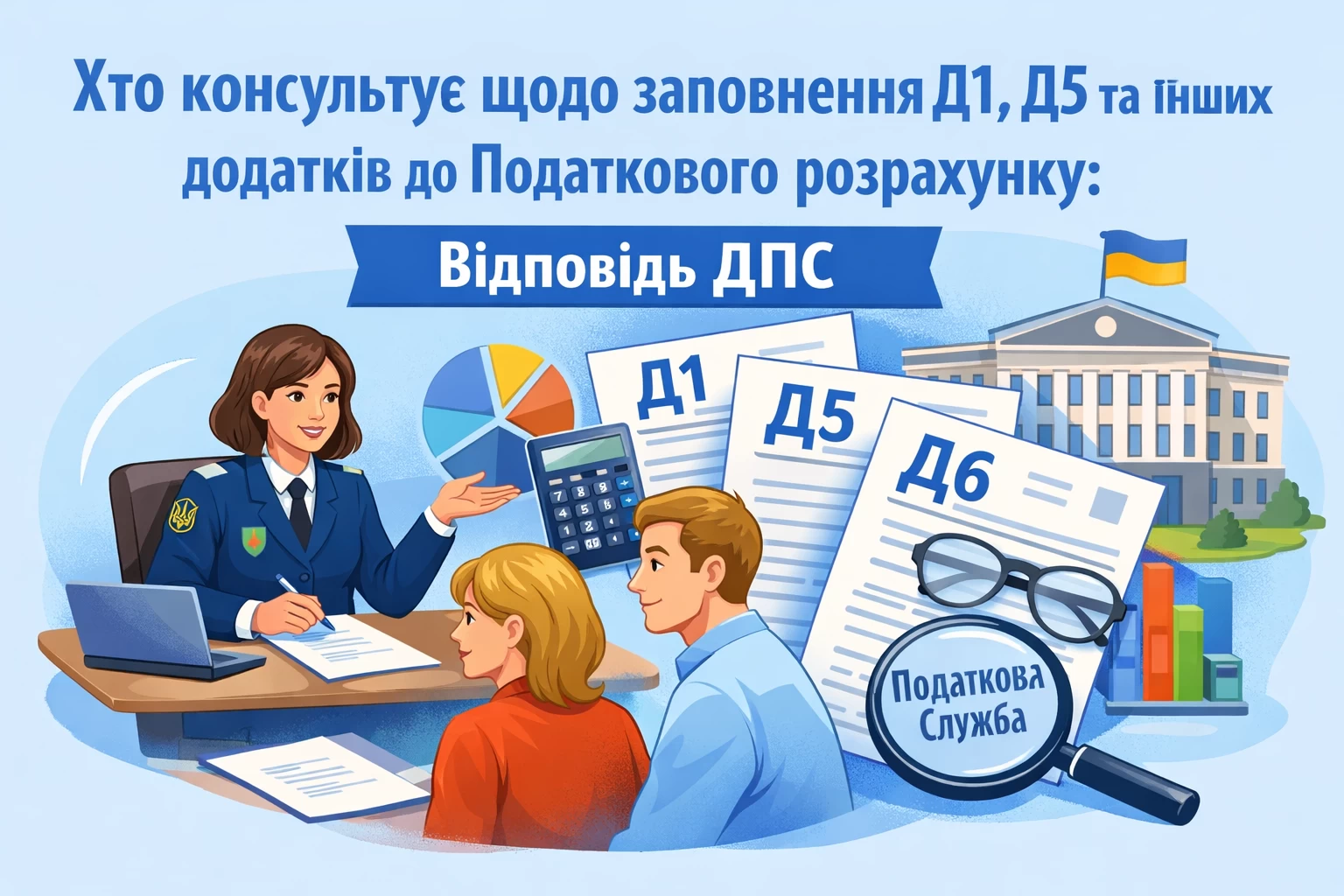 Хто консультує щодо заповнення Д1, Д5 та інших додатків до Податкового розрахунку: відповідь ДПС