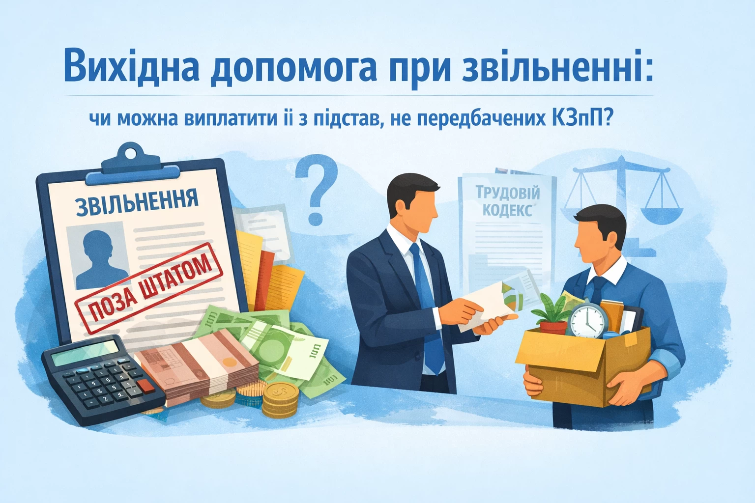Вихідна допомога при звільненні: чи можна виплатити її з підстав, не передбачених КЗпП