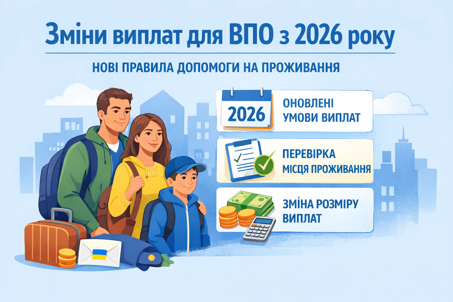 У 2026 році для внутрішньо переміщених осіб змінили частину правил щодо виплат на проживання.