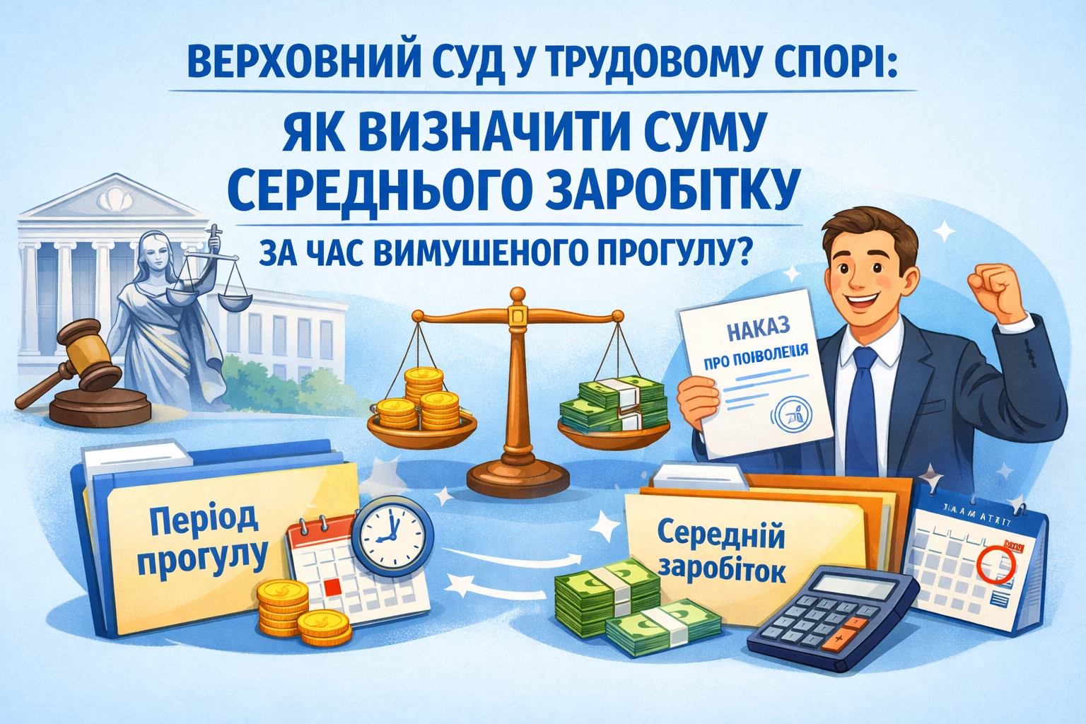 Верховний Суд у трудовому спорі: якщо працівника поновлено на роботі, як правильно визначити суму середнього заробітку за час вимушеного прогулу?